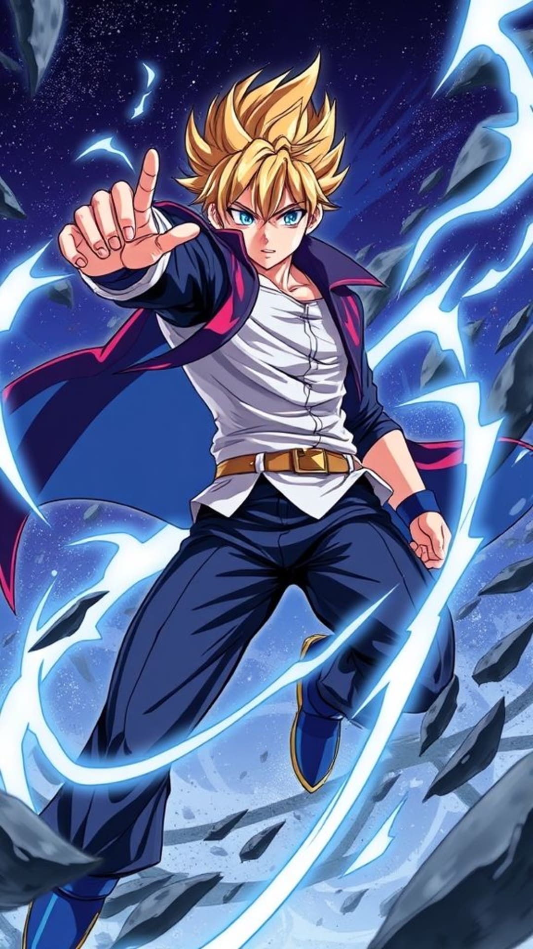 Sfondo di personaggio in stile manga anime con azione dinamica