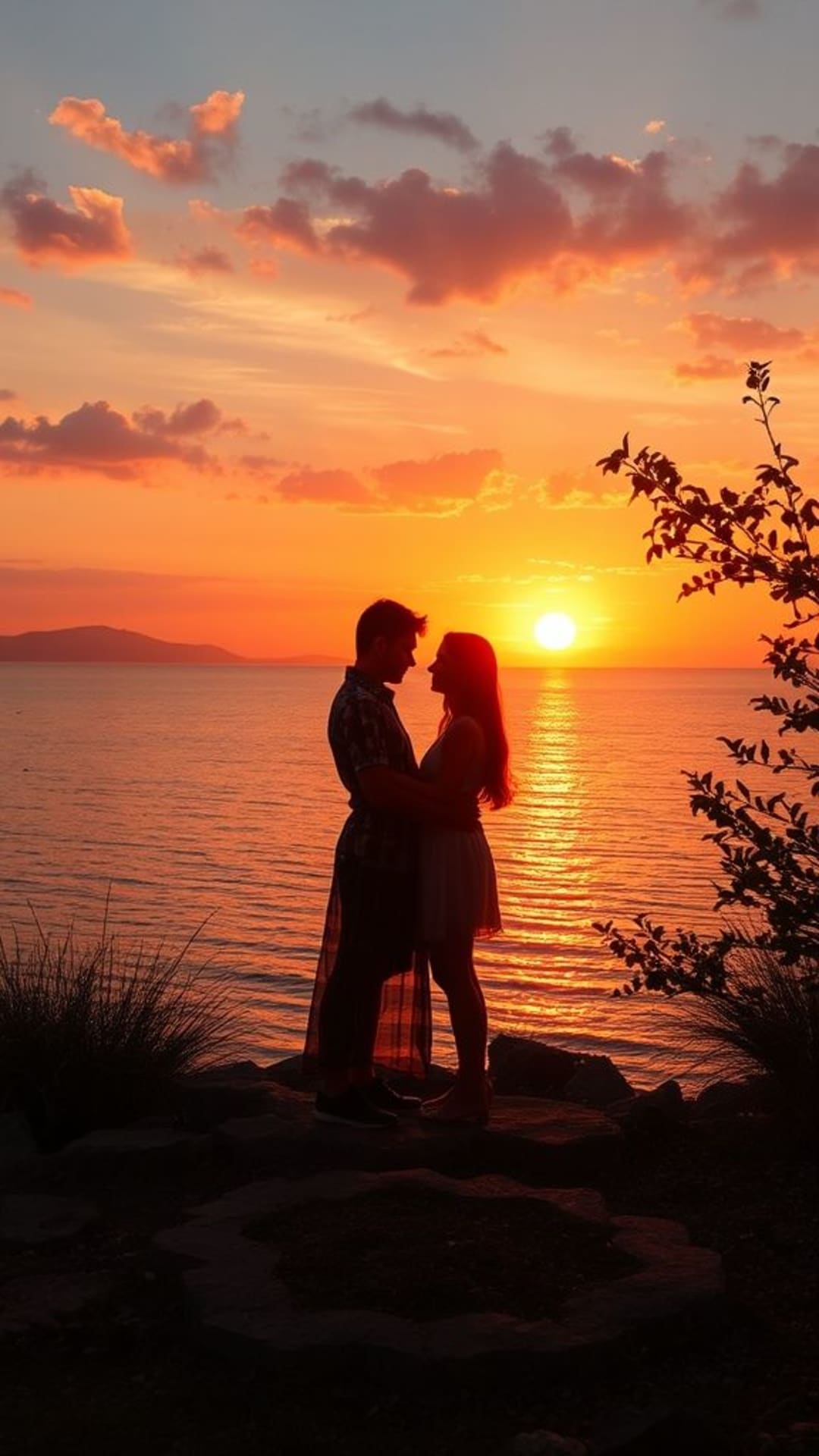 tramonto romantico coppia romantica sfondo paesaggistico