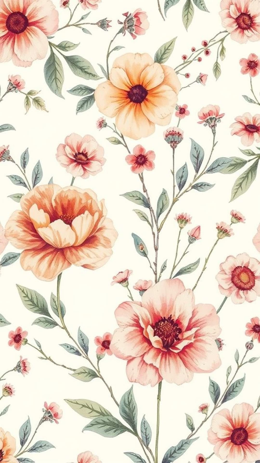 motivi floreali vintage botanici acquerello artistico delicato stampa