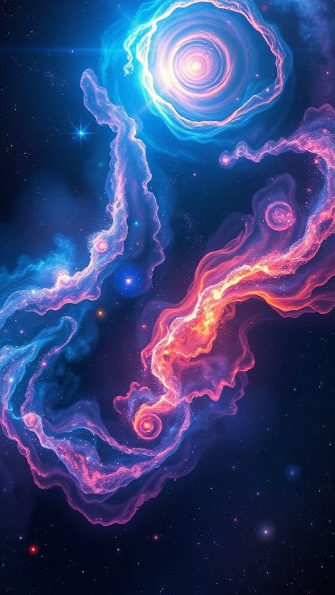 galassie cosmiche che vorticano nebulose energia cosmica vibrante scena spaziale ipnotizzante