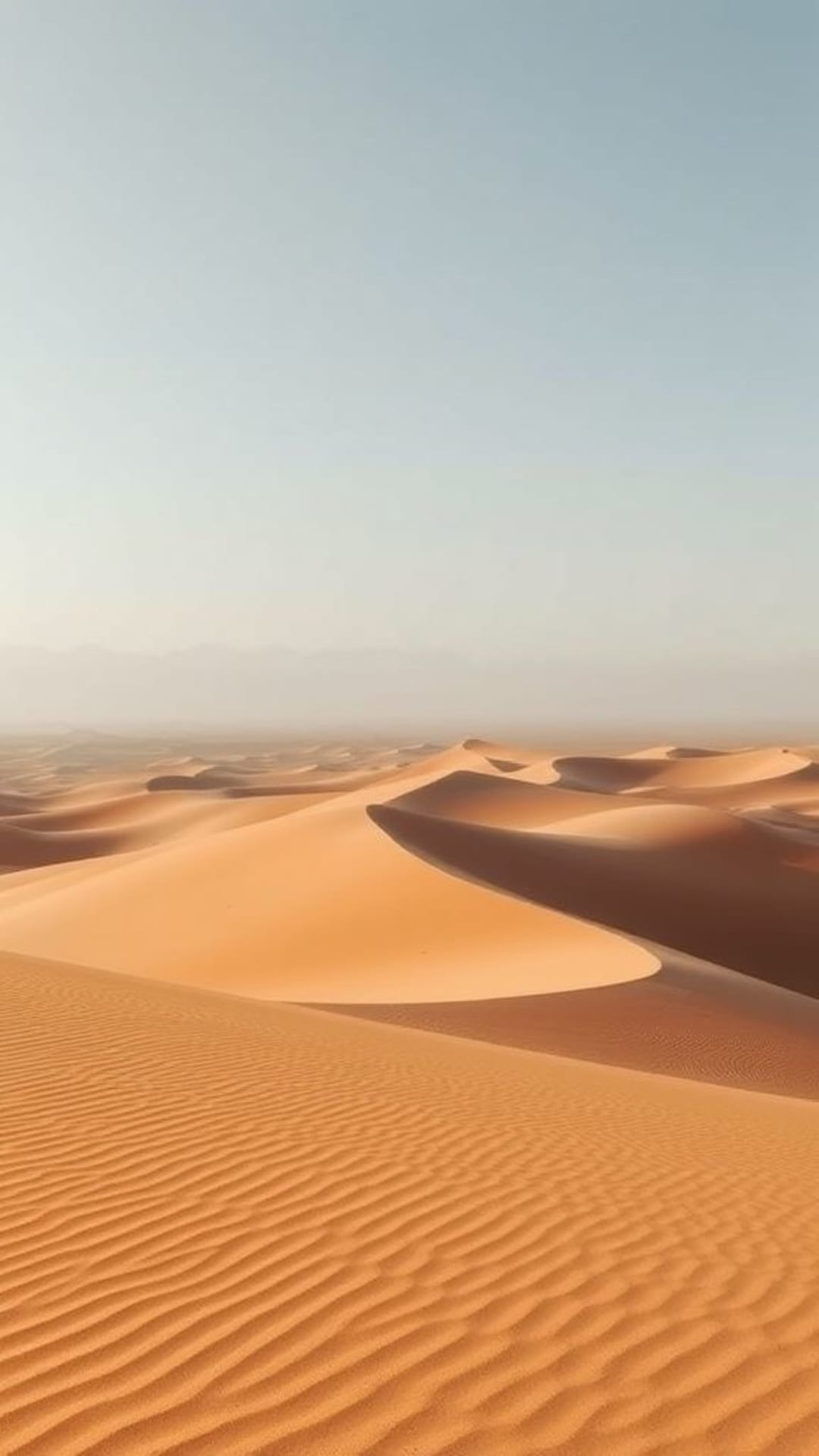 Dune del deserto sabbie dorate orizzonte vasto arido estetica minimalista