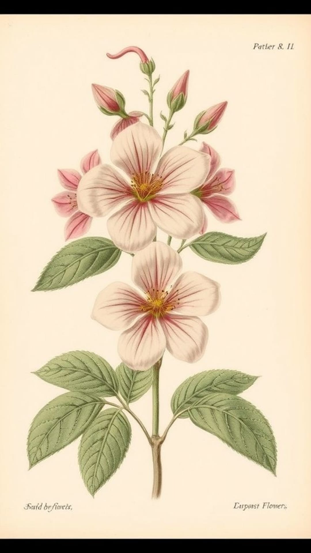 Illustrazioni botaniche fiori dettagliati foglie arte botanica realistica documentazione sulla natura