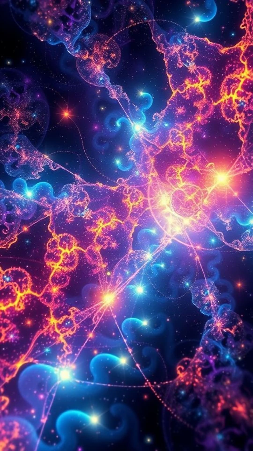 arte digitale astratta cosmica frattali surrealisti che brillano effetto psichedelico
