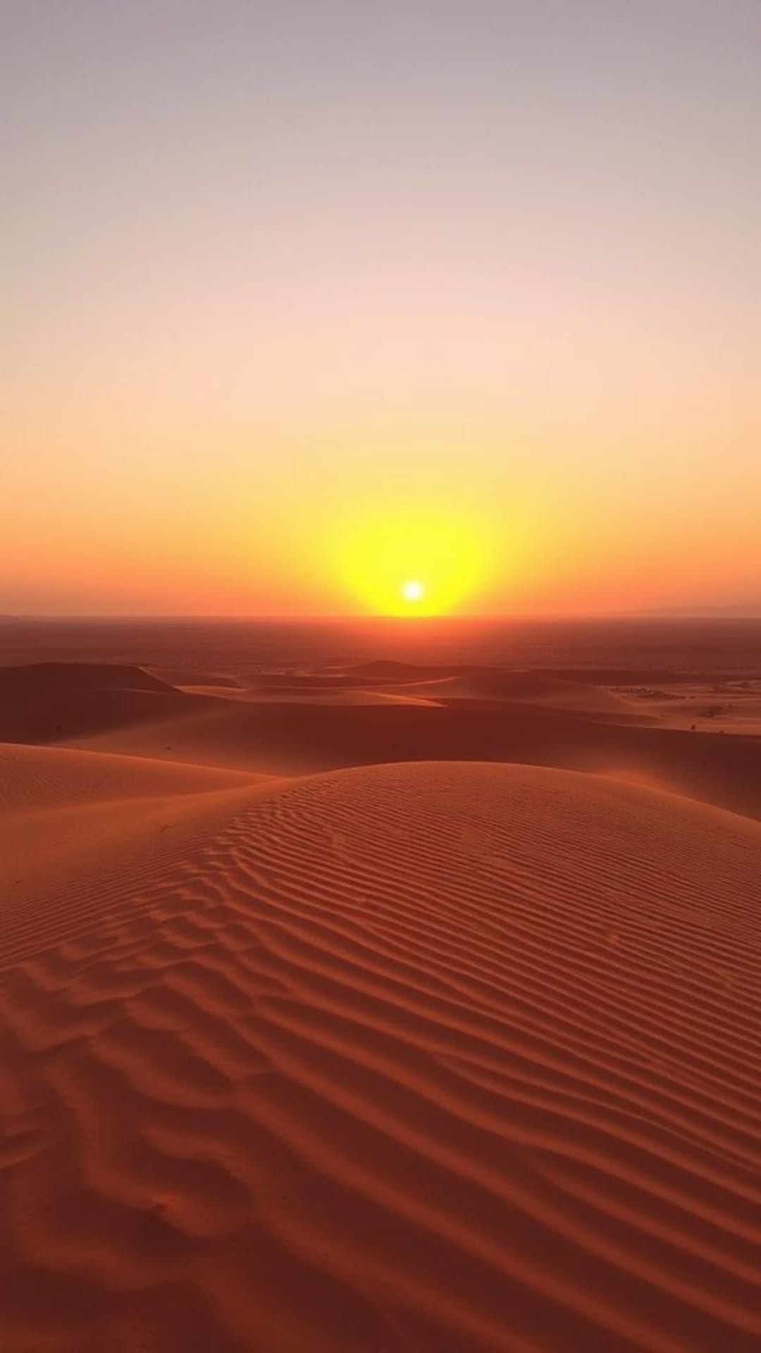 Paesaggio desertico dune di sabbia tramonto tonalità calde orizzonte vasto bellezza arida ambiente aspro