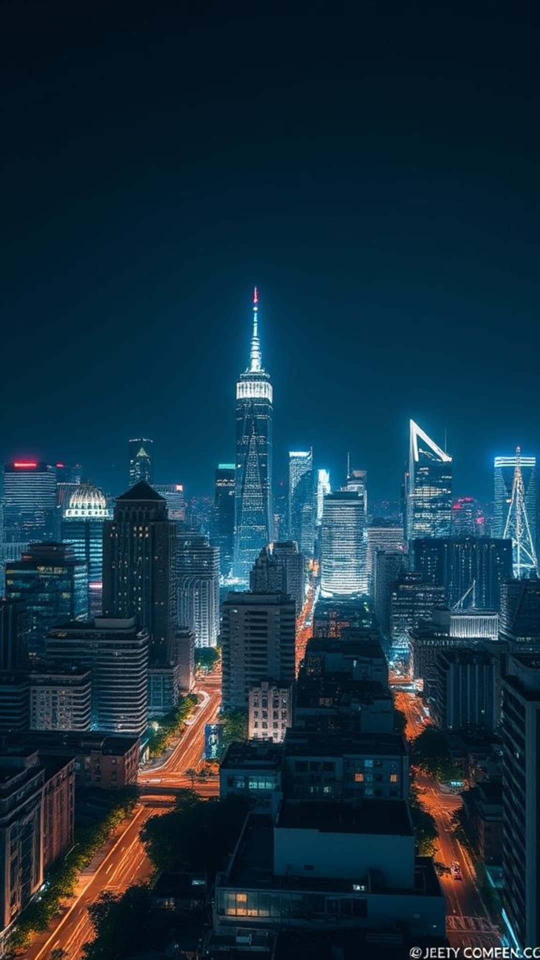 paesaggio urbano città skyline notte grattacieli moderni scie di luce esplorazione urbana fotografia notturna