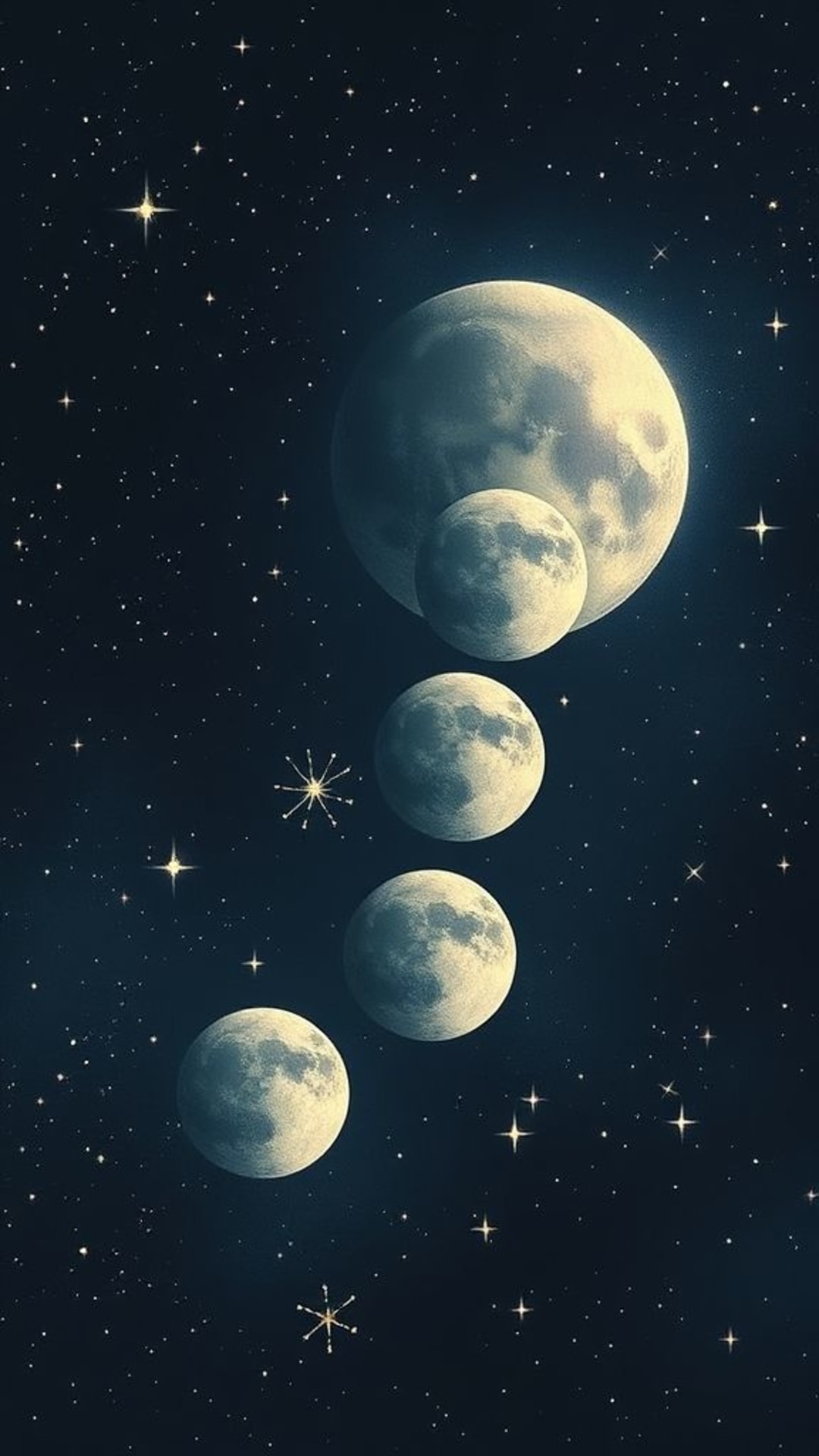 fasi lunari celestiali astrologia zodiaco stelle cielo notturno mistico arte delicata