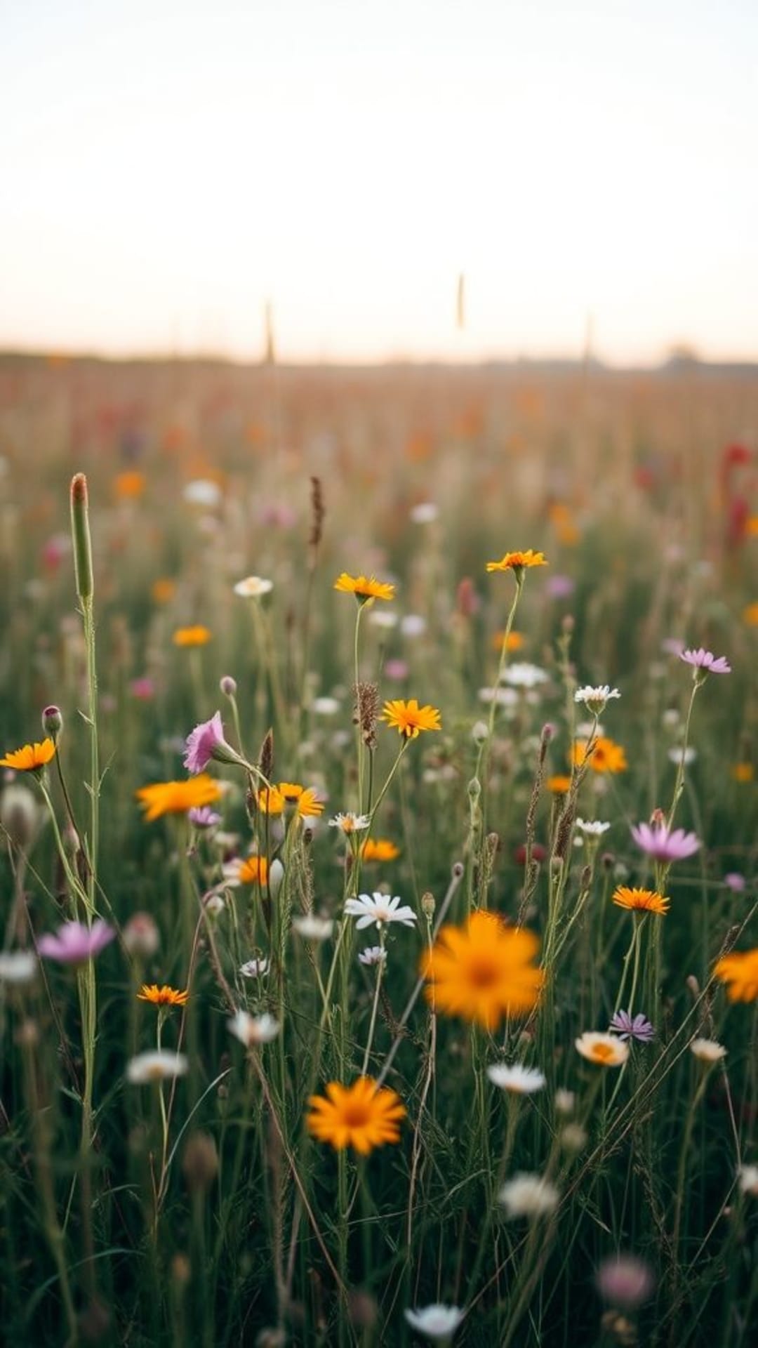 prato di fiori selvatici scena di natura pacifica stile acquerello messo a fuoco morbido