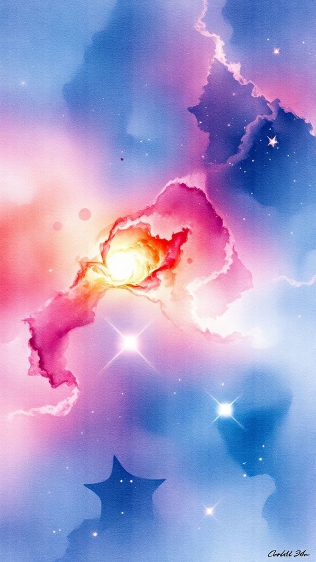 galassia nebulosa spazio cosmico acquerello arte