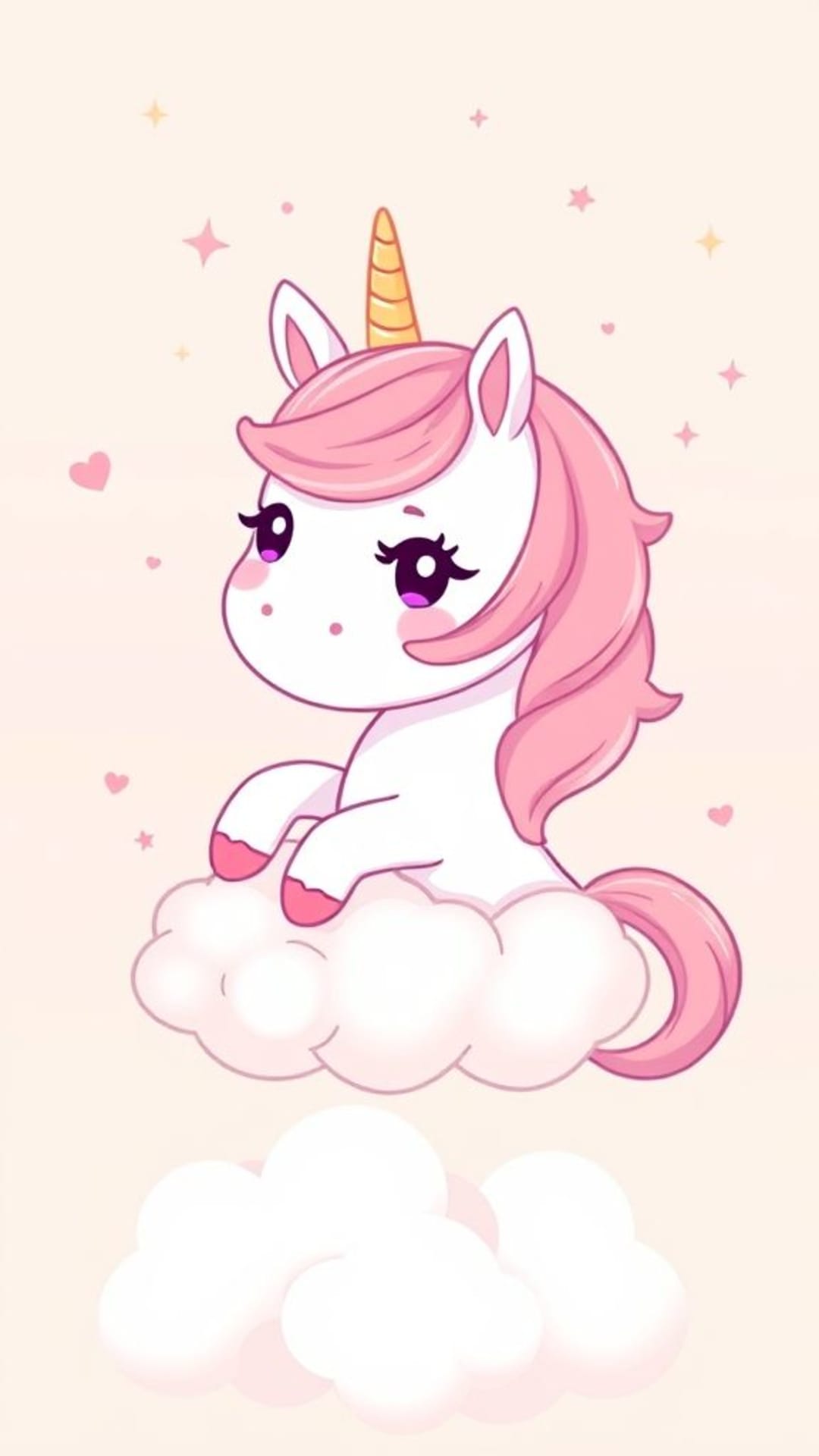 illustrations di unicorni kawaii pastello e nuvole