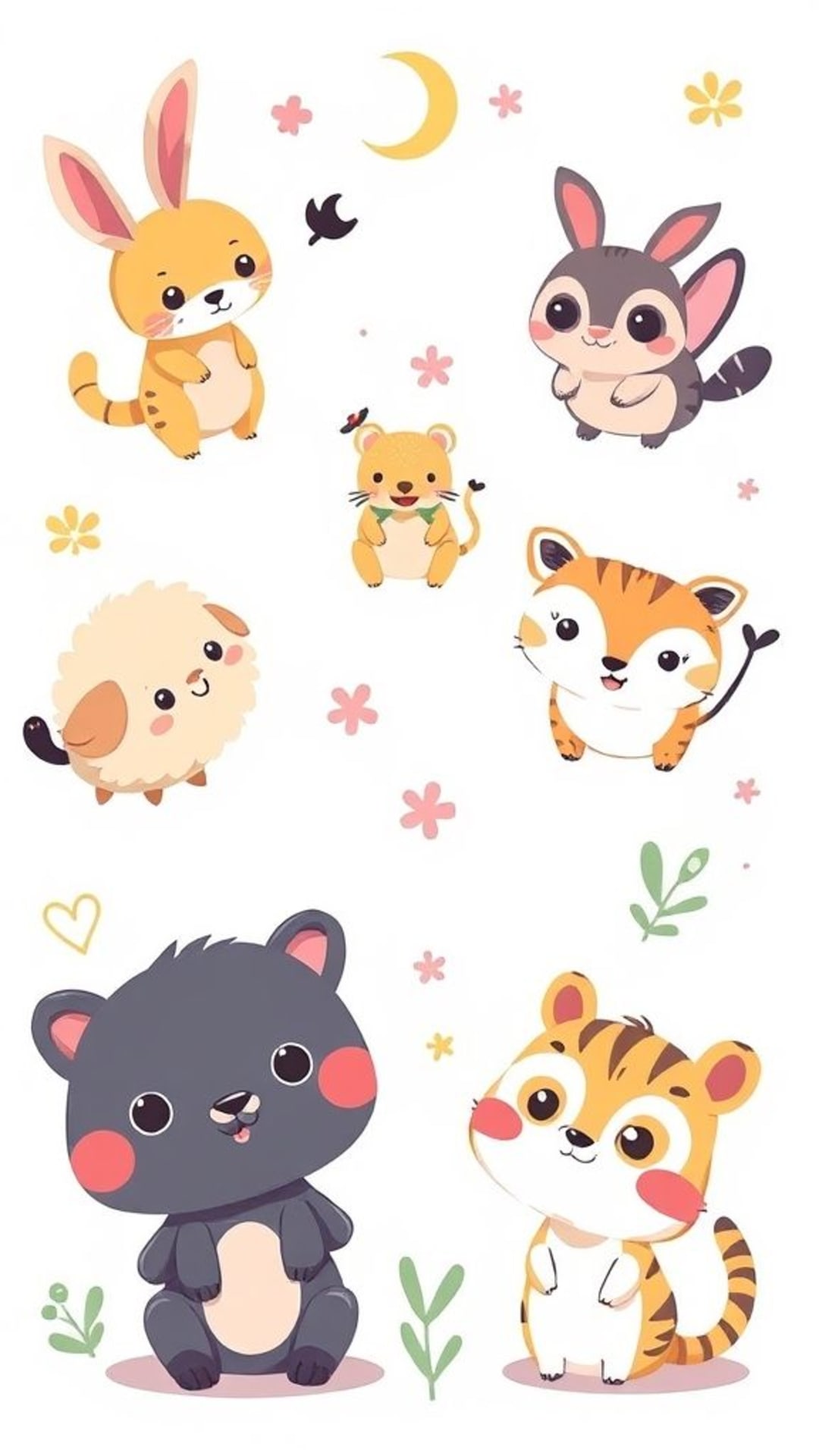animali carini illustrati in stile cartone animato