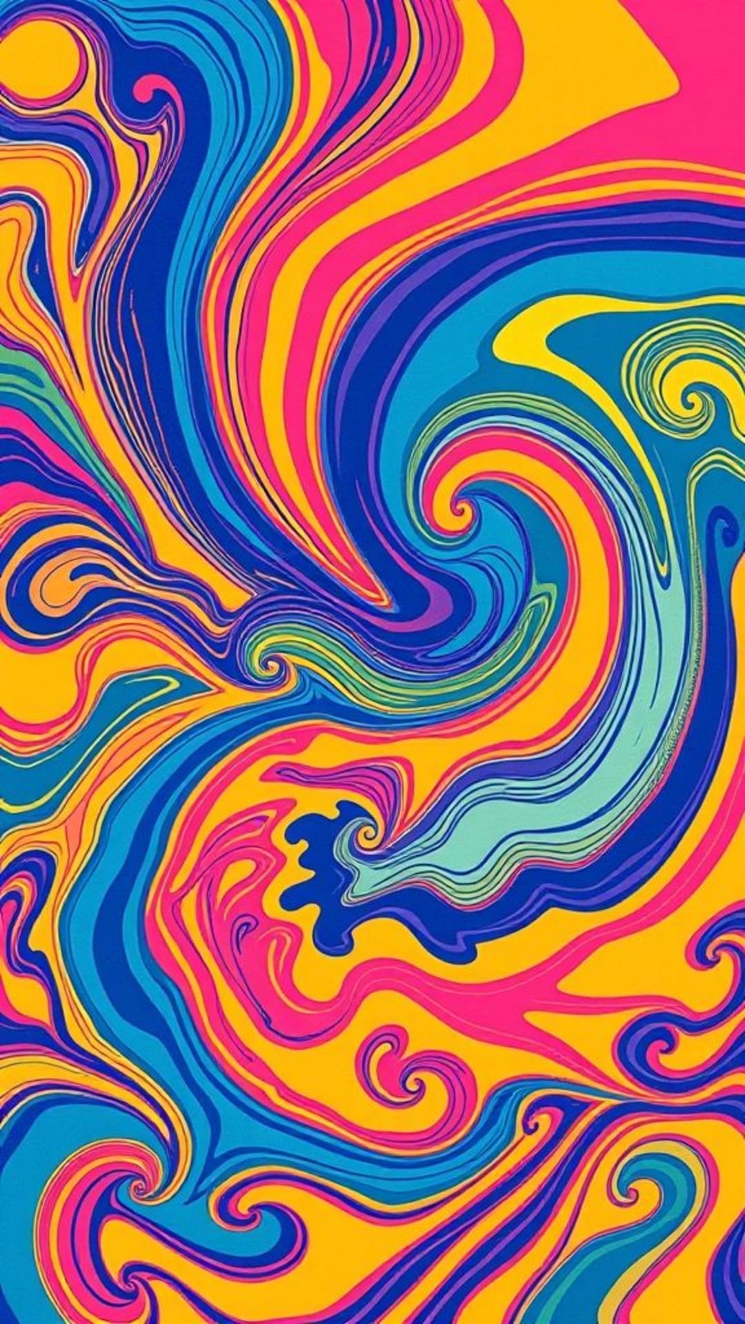 motivi vorticosi psichedelici anni '60 colori vivaci