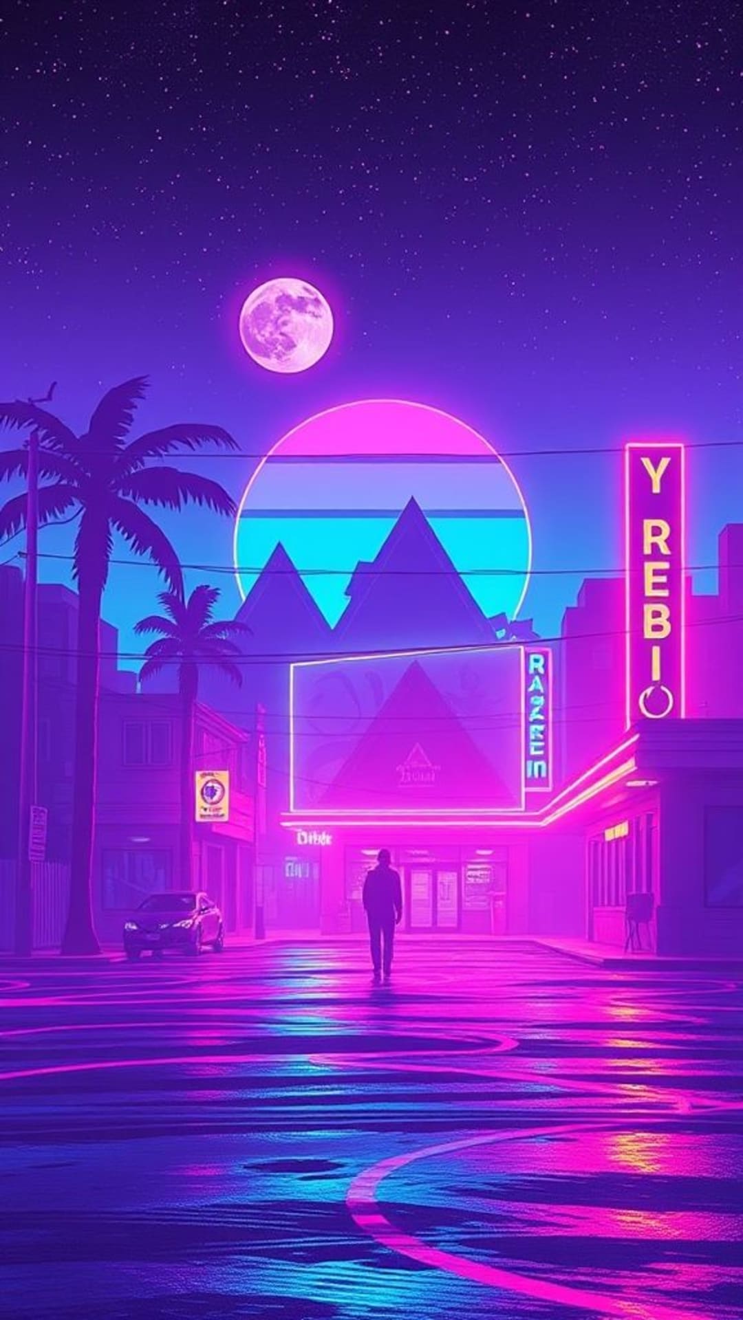 estetica neon retrò anni '80 synthwave