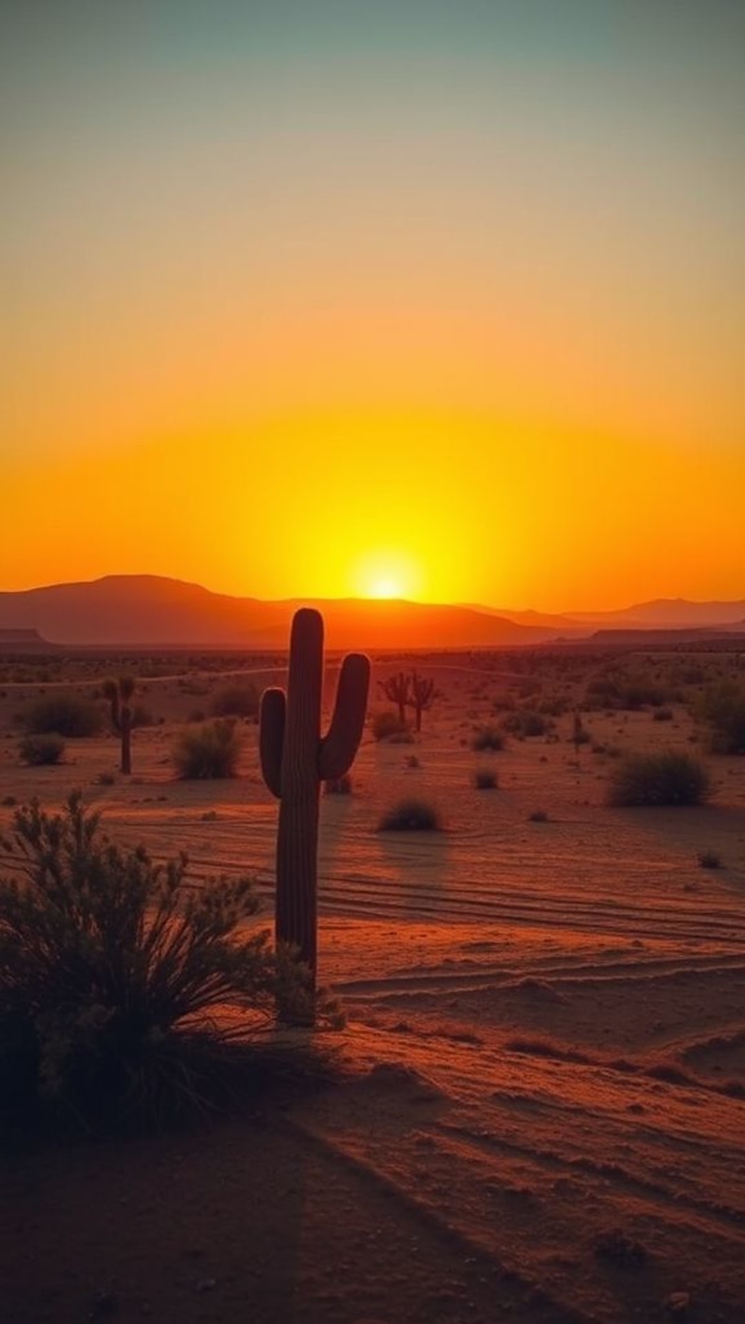 tramonto nel deserto toni caldi fotografia