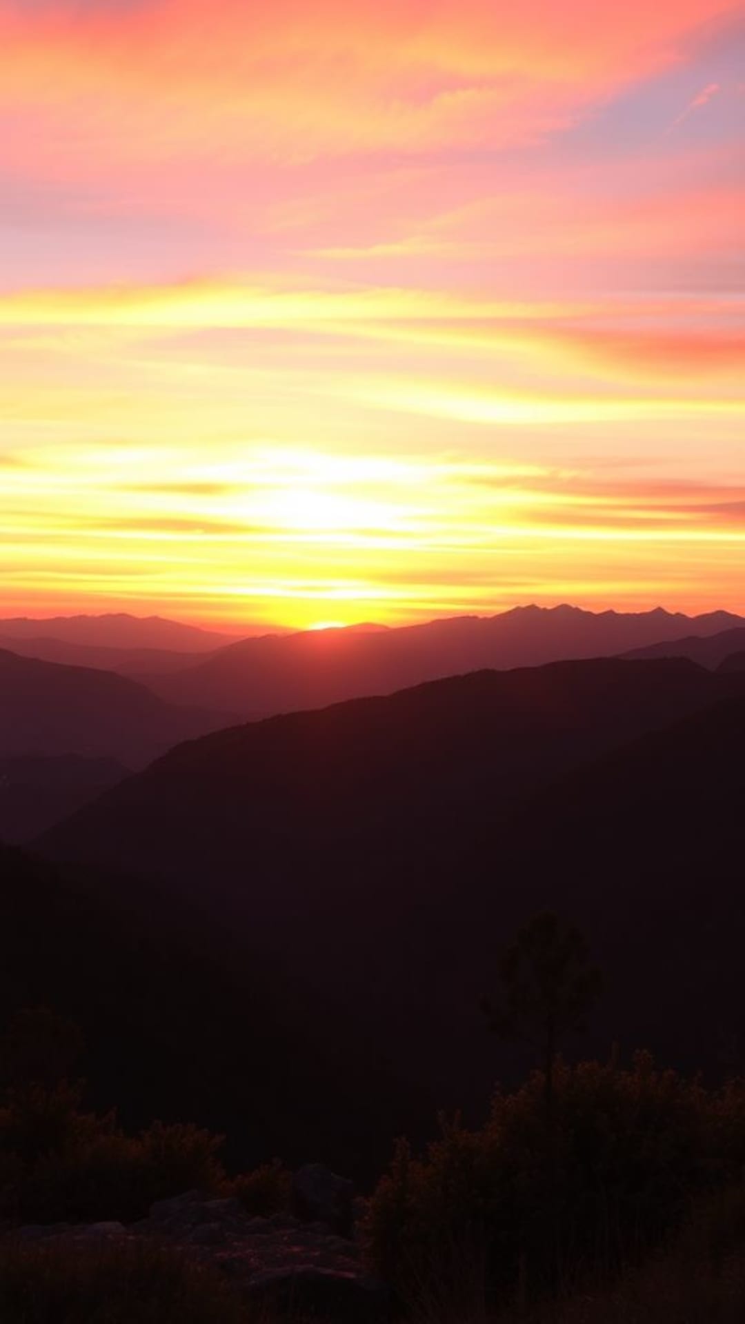 paesaggio di montagna al tramonto con colori vivaci scena tranquilla