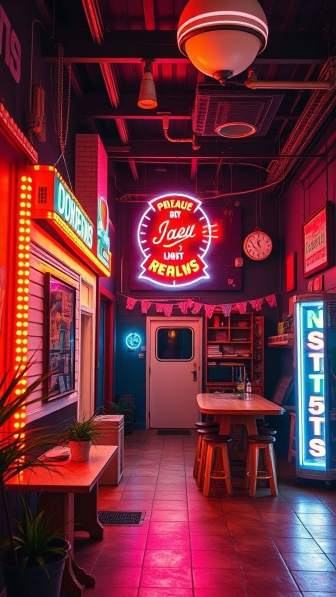 estetica retrò anni 80 luci al neon nostalgia colorata