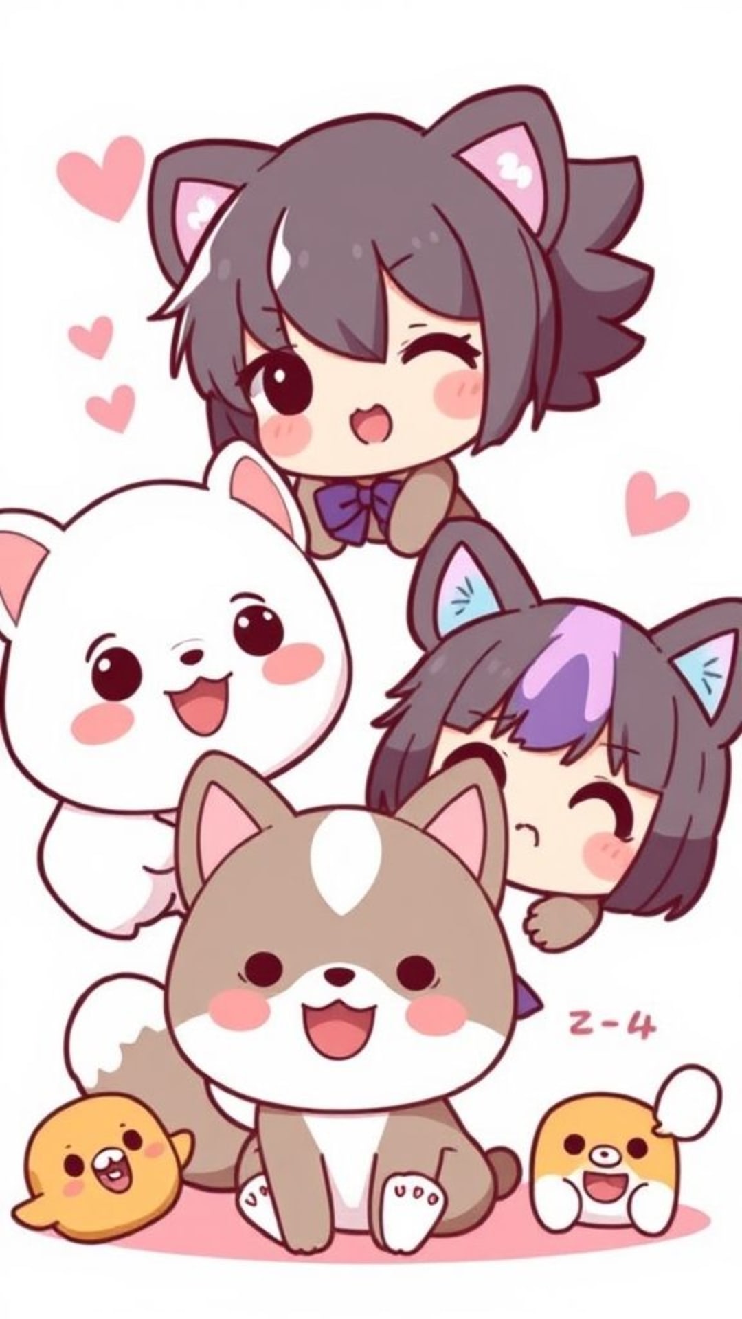 personaggi chibi carini kawaii stile anime sfondi pastello animali adorabili mood allegro design giocoso
