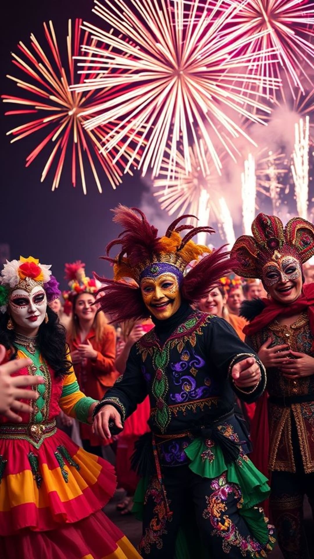 festeggiamenti festival colorati festival culturali fuochi d'artificio carnevale maschere balli feste gioiose