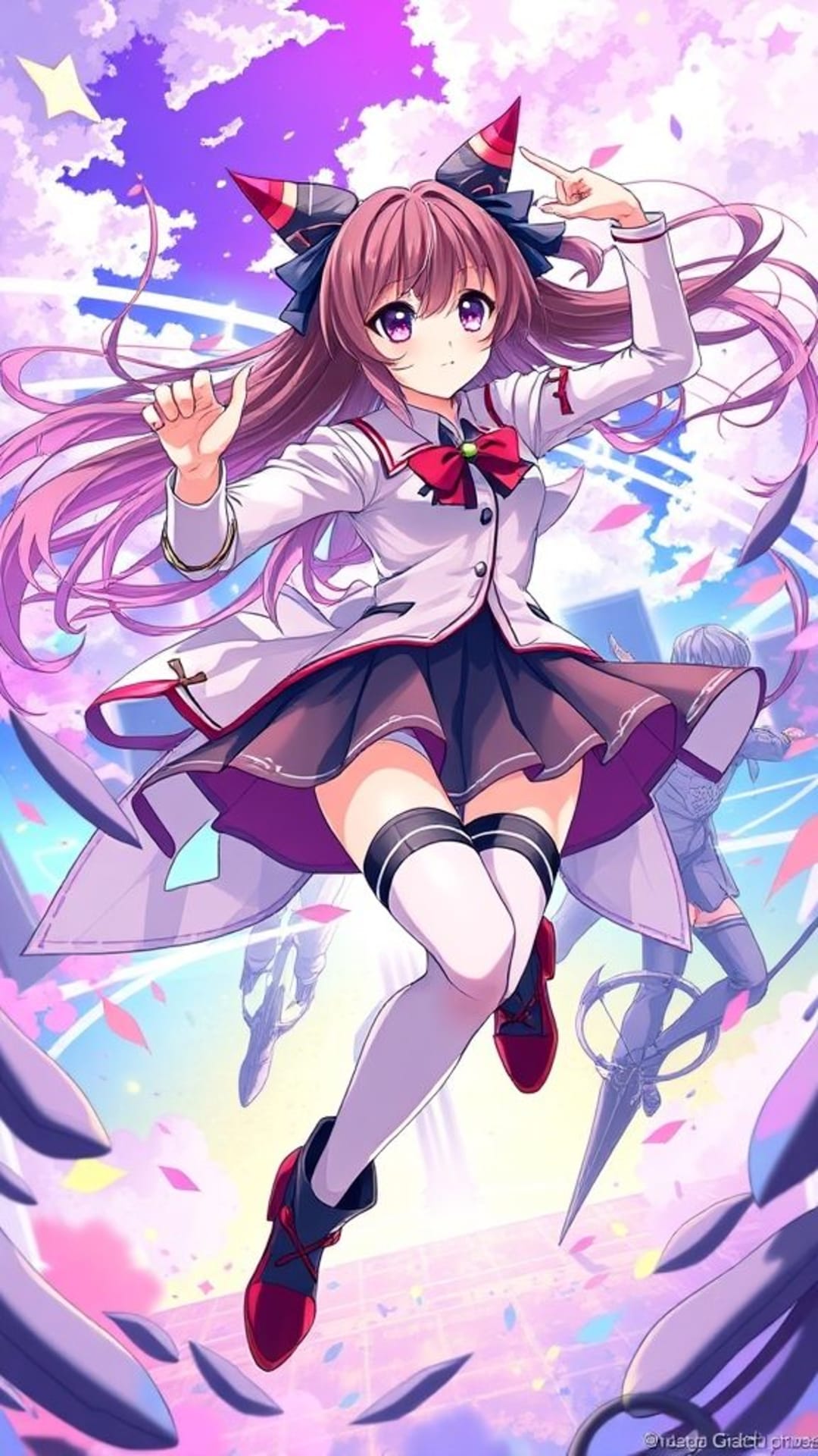 ragazza anime personaggi bishounen sfondi vivaci azione dinamica costumi alla moda colori vivaci