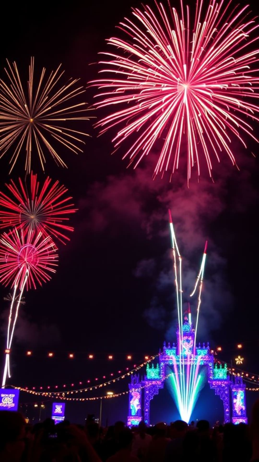 lucine festival, fuochi d'artificio colorati, celebrazione