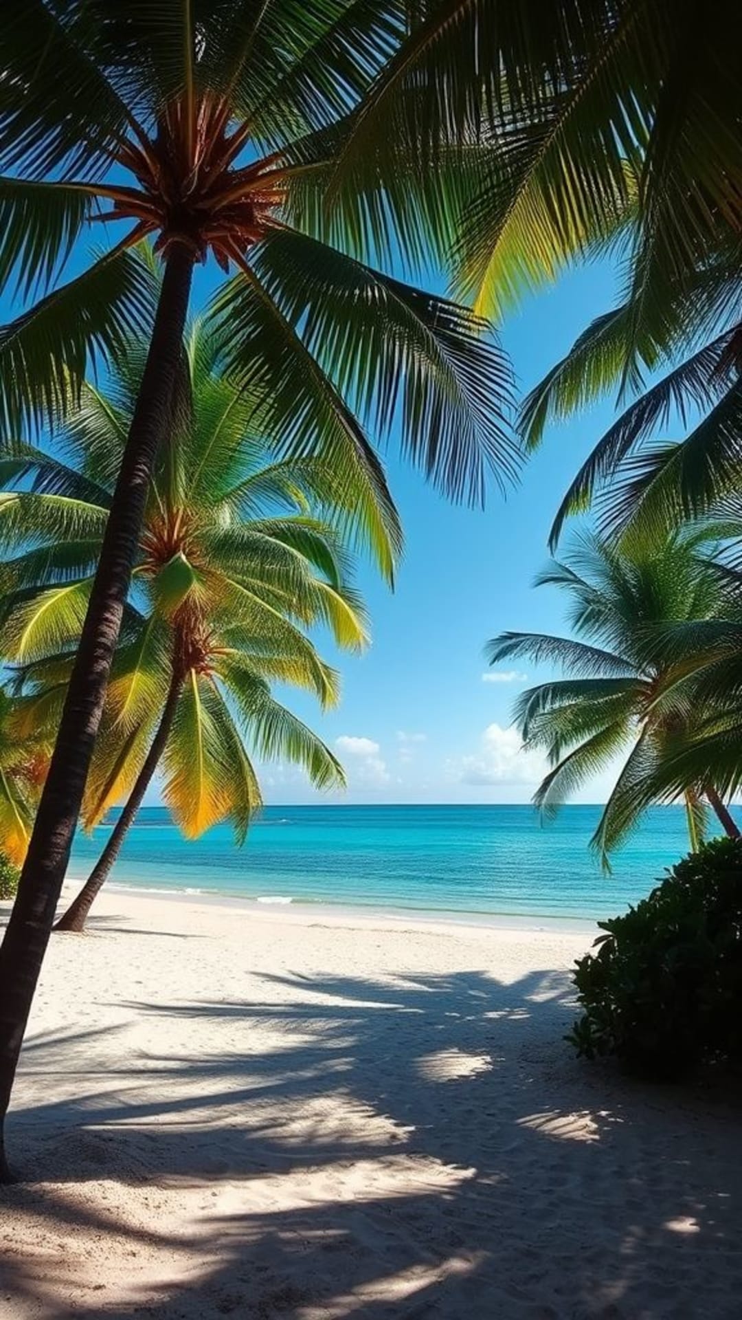 spiaggia tropicale palme paradiso sereno