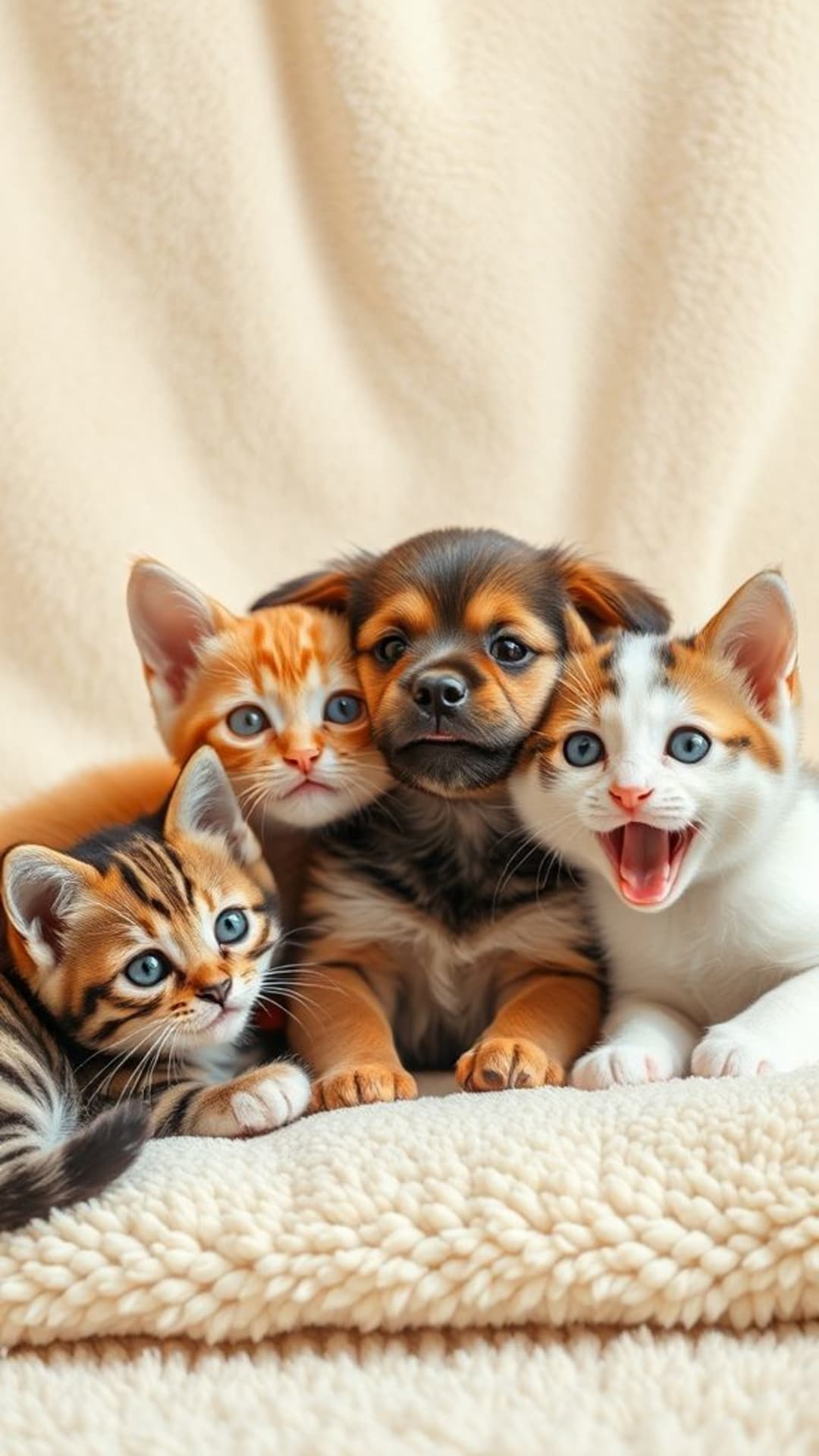 Amanti degli animali animali adorabili gattini carini cuccioli giocosi animali domestici accoglienti sfondo caldo tonalità calde texture soffici scene commoventi umore gioioso tenerezza irresistibile