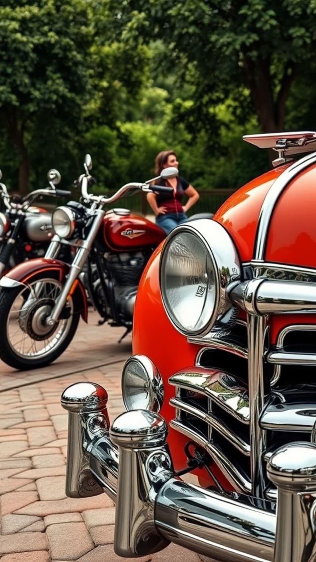 veicoli d'epoca auto classiche moto retrò trasporto nostalgico sfondi vintage eleganti cromature lucide metallo lucido stile senza tempo