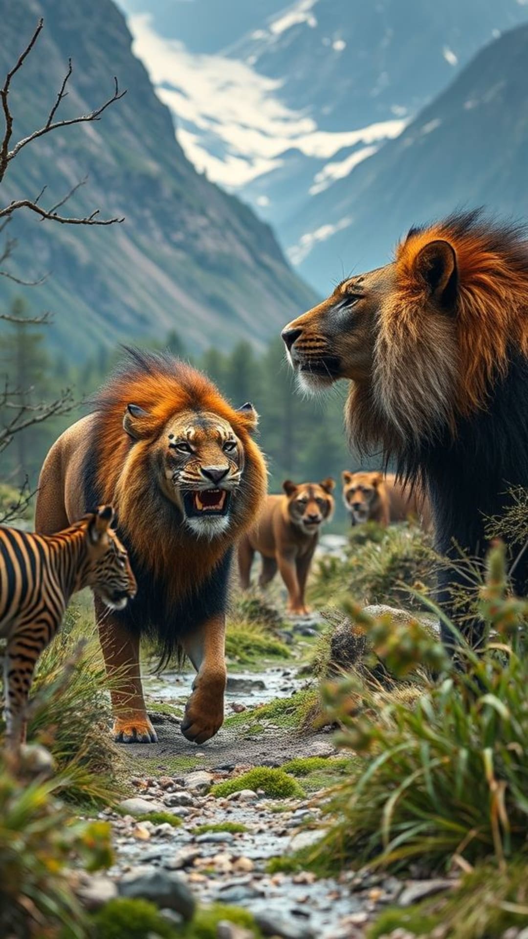 animali selvatici in azione predatori maestosi erbivori pacifici creature potenti scena selvaggia vibrante bellezza naturale avventure emozionanti