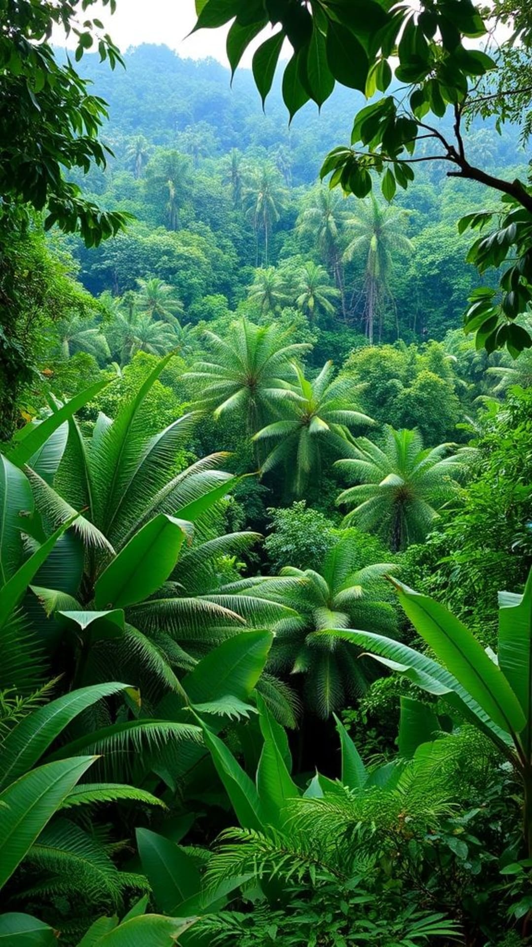 natura foresta pluviale foglie verdi lussureggianti piante tropicali avventura nella giungla paesaggio sereno