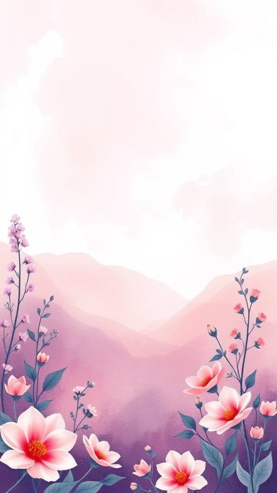 fioritura acquarello pastello rosa viola paesaggio naturale sfondo morbido giardino fiore wallpaper paesaggio sereno vista tranquilla design botanico