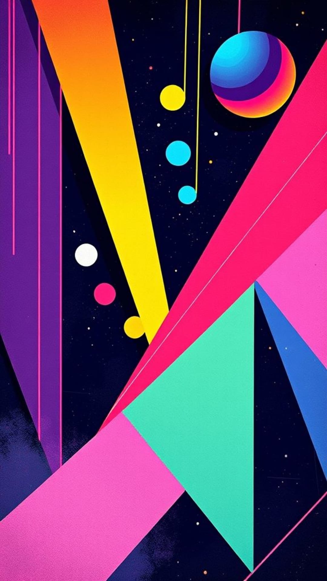 design artistico con forme geometriche in stile retrò anni 80 e 90, neon, nostalgia, sfondo colorato, atmosfera rétro, richiamo nostalgico