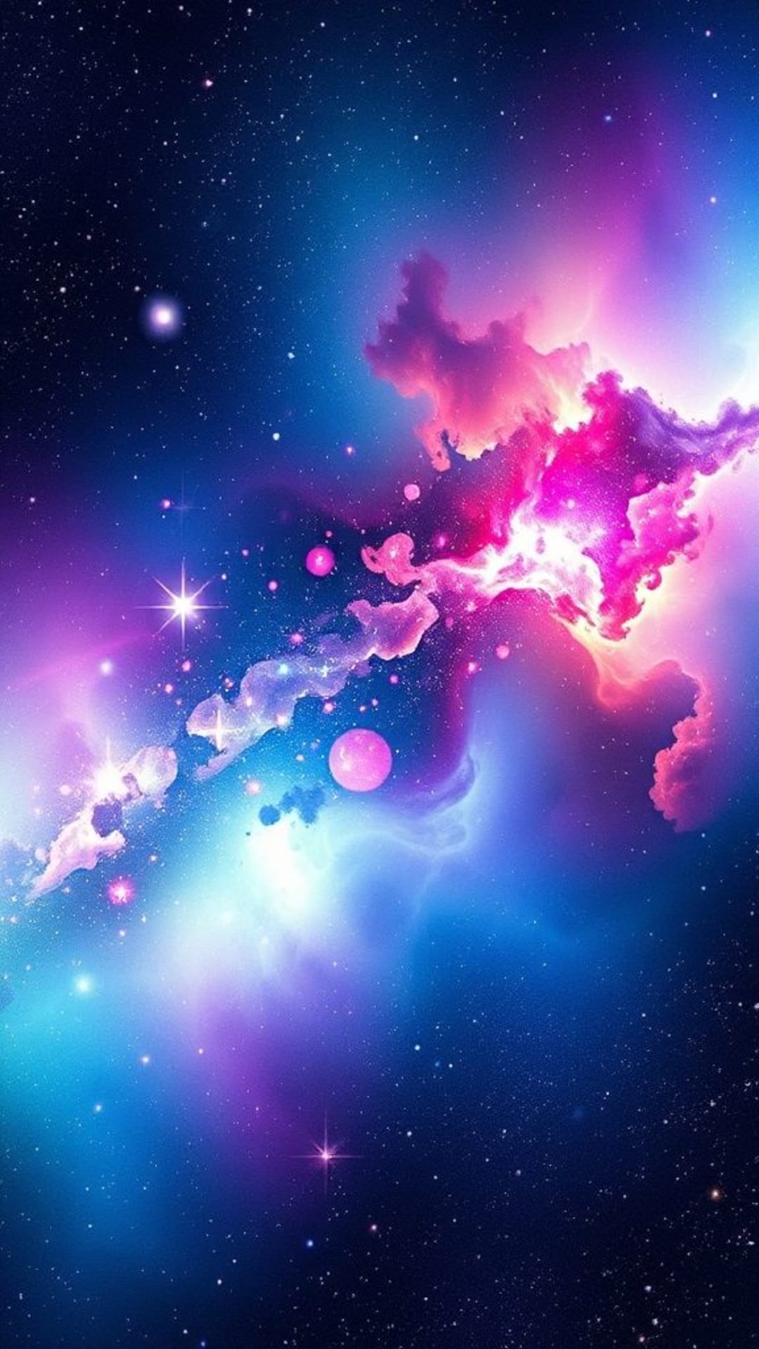galassia cosmica nebulose stelle vibranti notte stellata fantasia aurora boreale arte digitale astratta spazio acquerello
