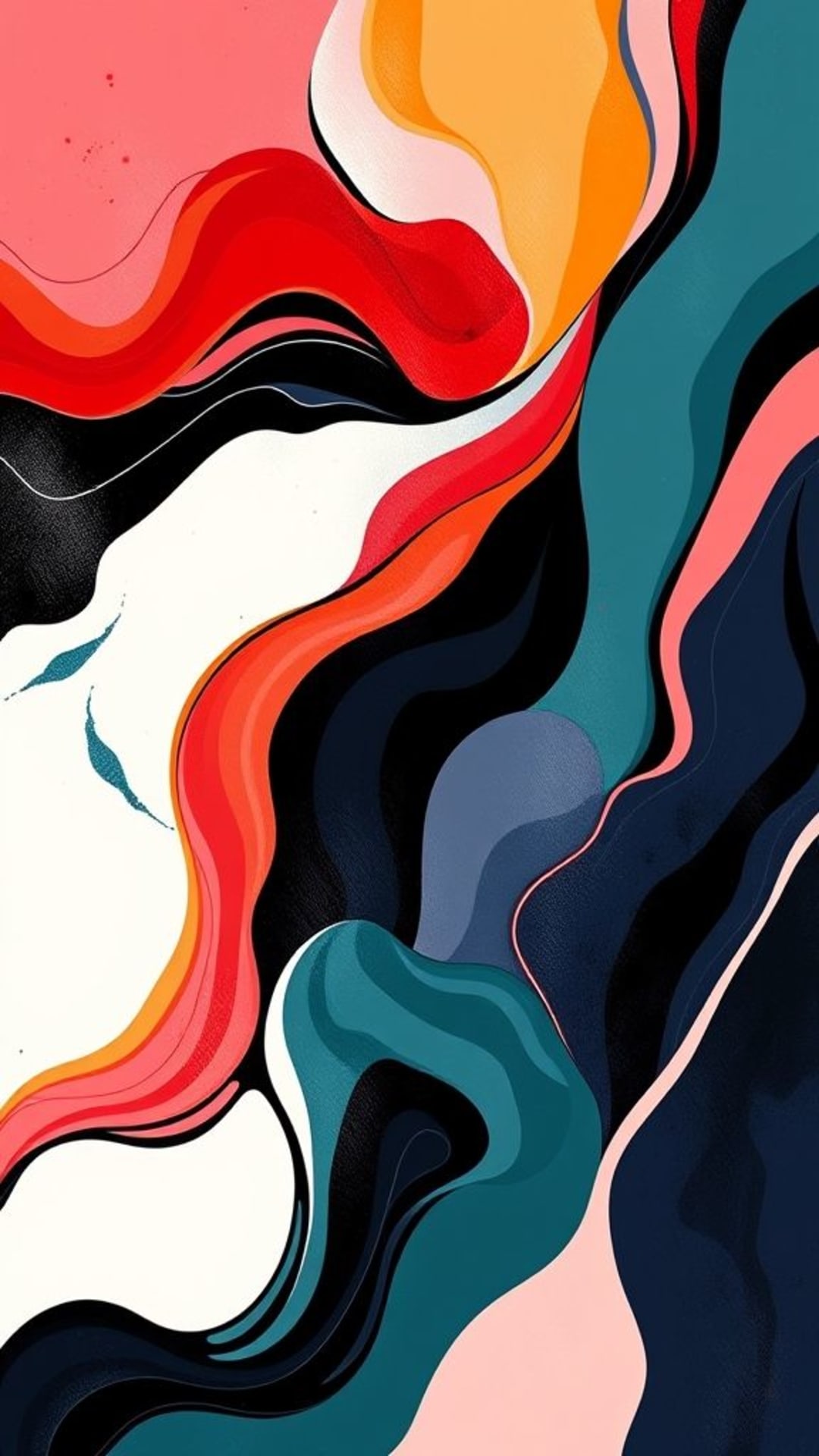 forme astratte arte moderna forme fluide colori audaci contrastanti espressione artistica arte digitale contemporanea
