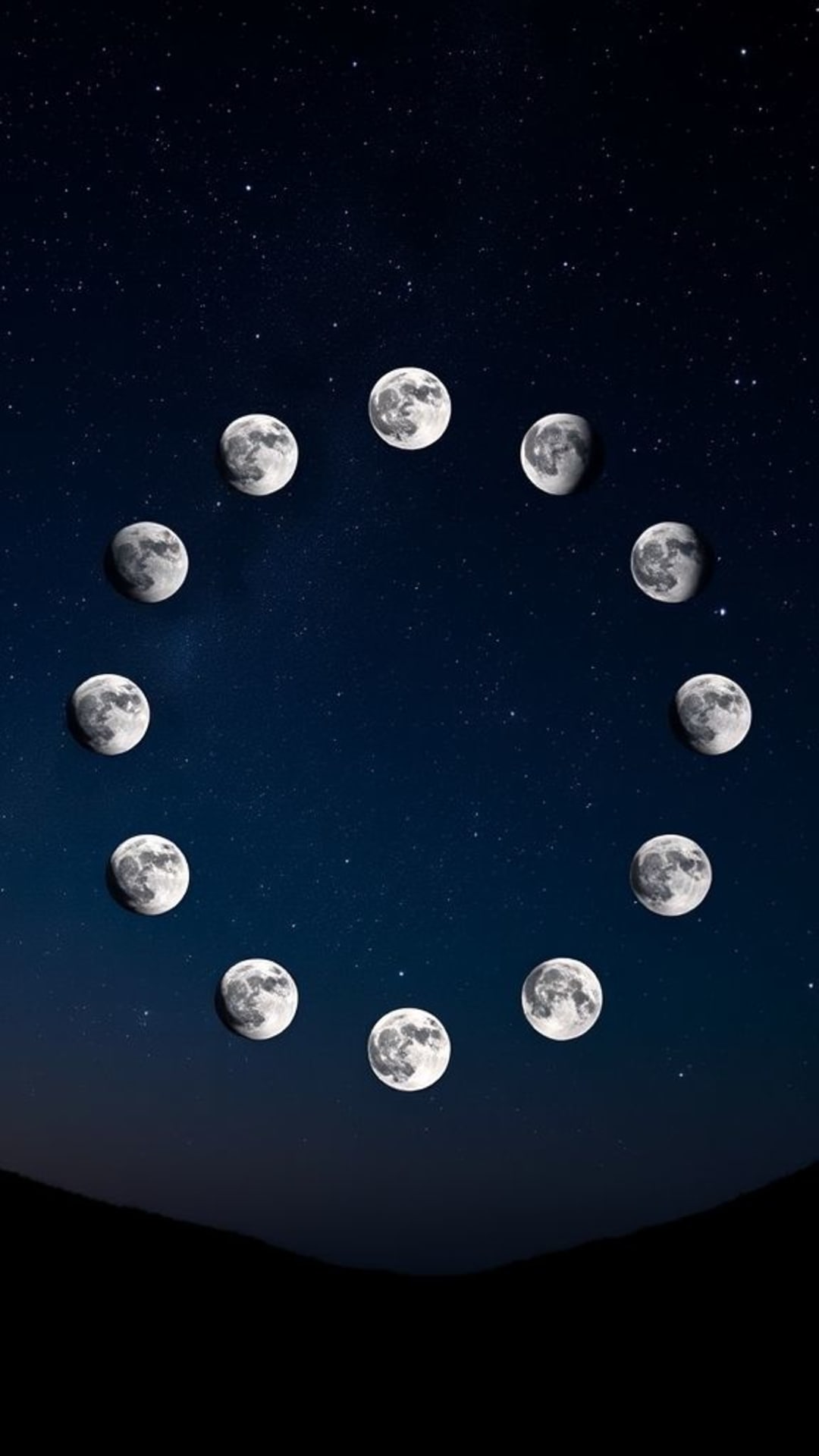 fasi lunari cielo notturno astronomia ciclo lunare universo sereno sfondo