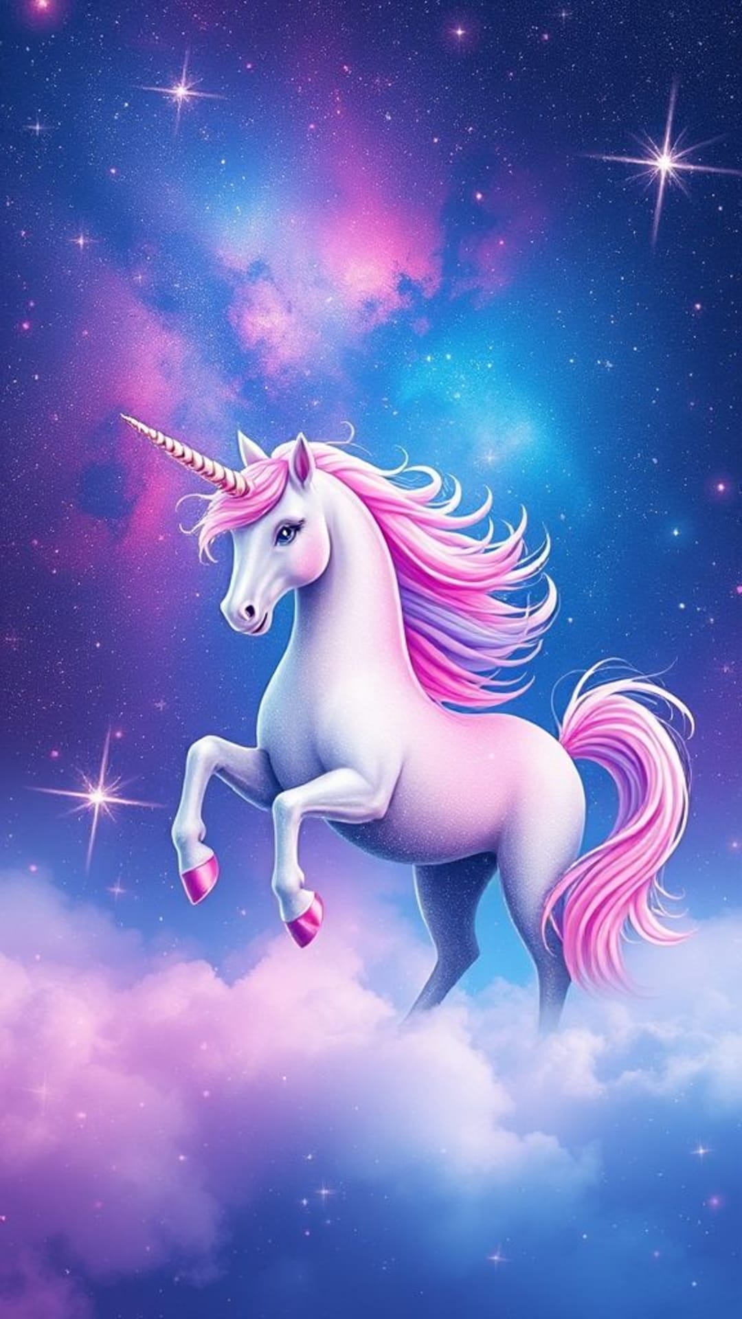 unicorno galattico fantasia magica onirica colori pastello universo magico sfondo
