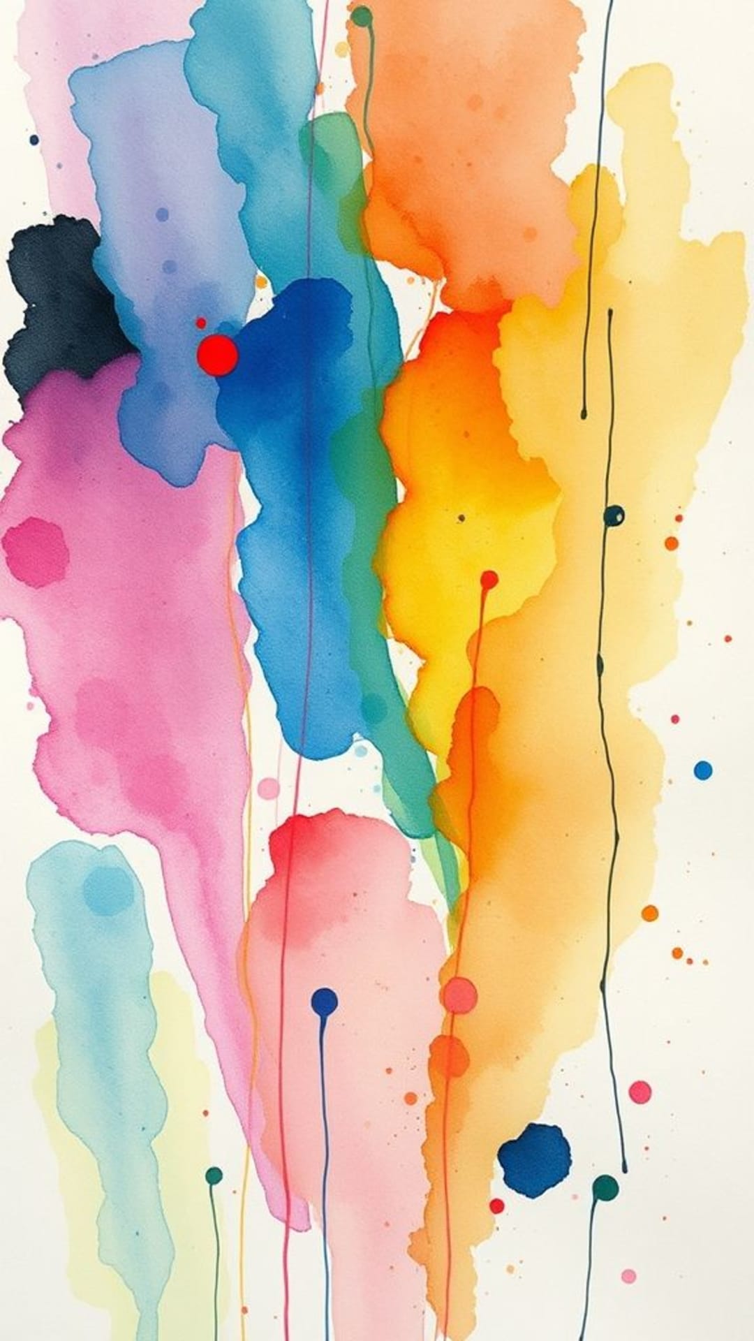 dipinto ad acquerello artistico astratto con pennellate frastagliate, texture colorata e creativa