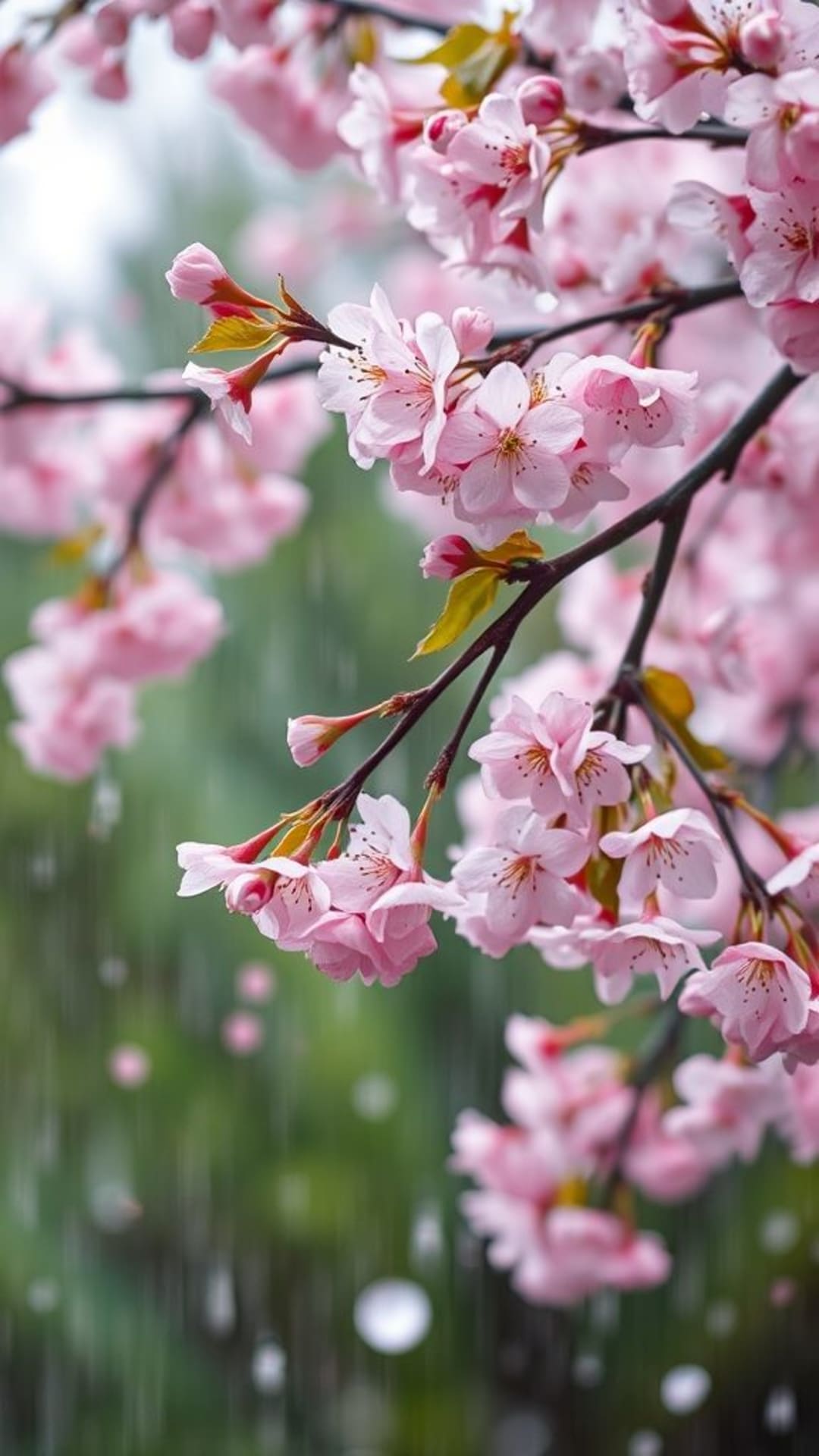 pioggia di fiori di ciliegio petali rosa brezza leggera scena primaverile poesia sfondo