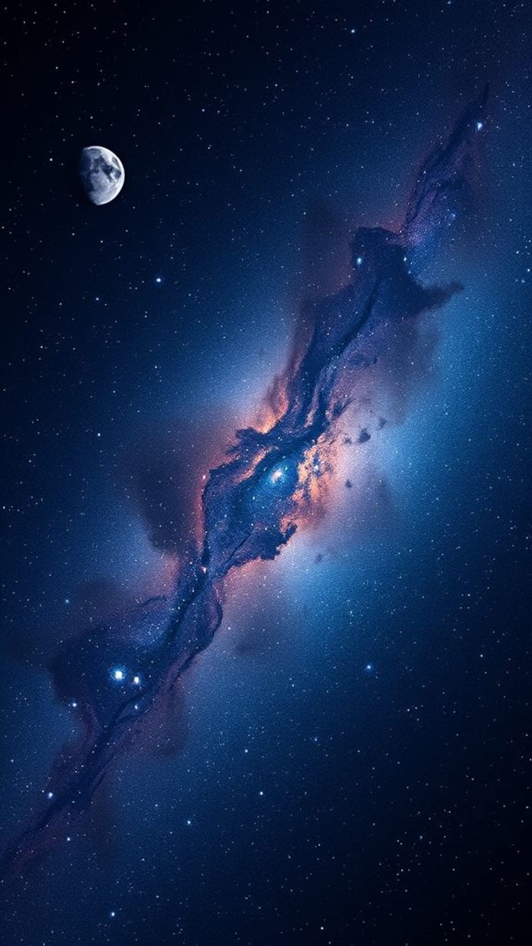 galassia notte stellata luna nebulosa sfondo cosmico