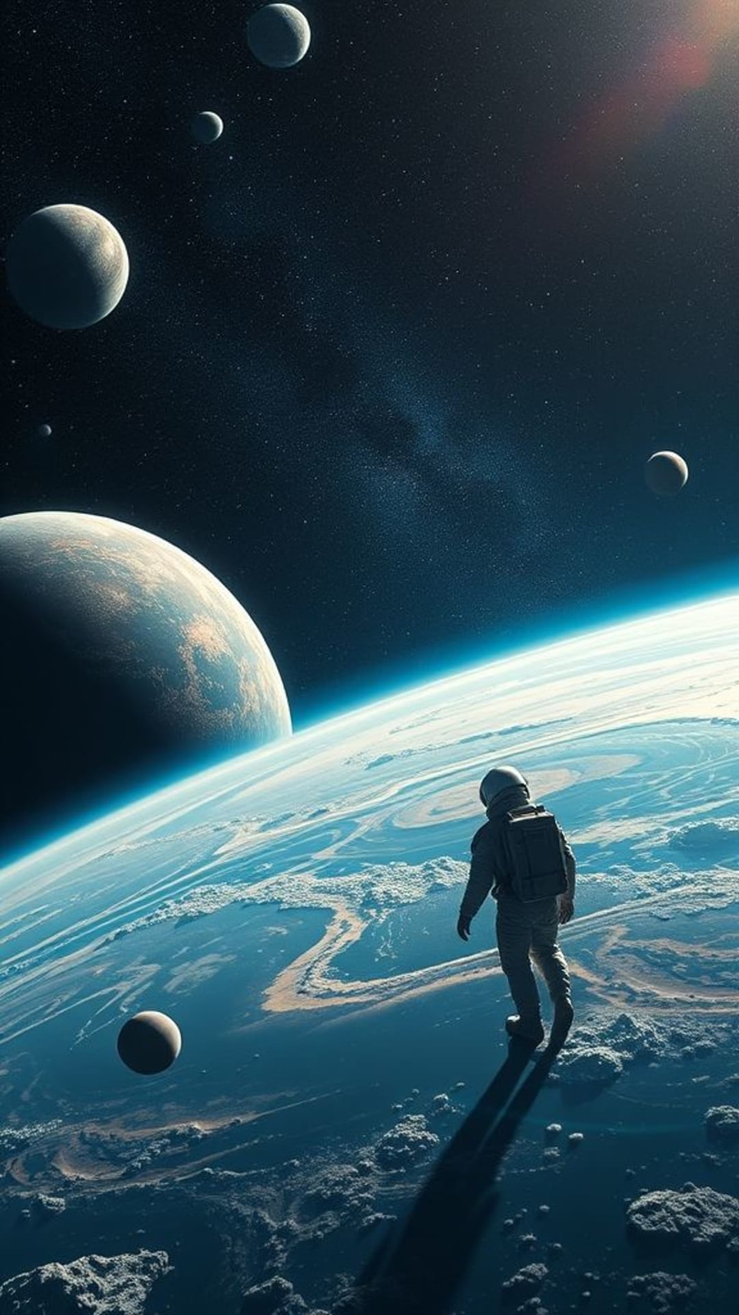 esplorazione spaziale pianeti galassie astronauti scene di fantascienza