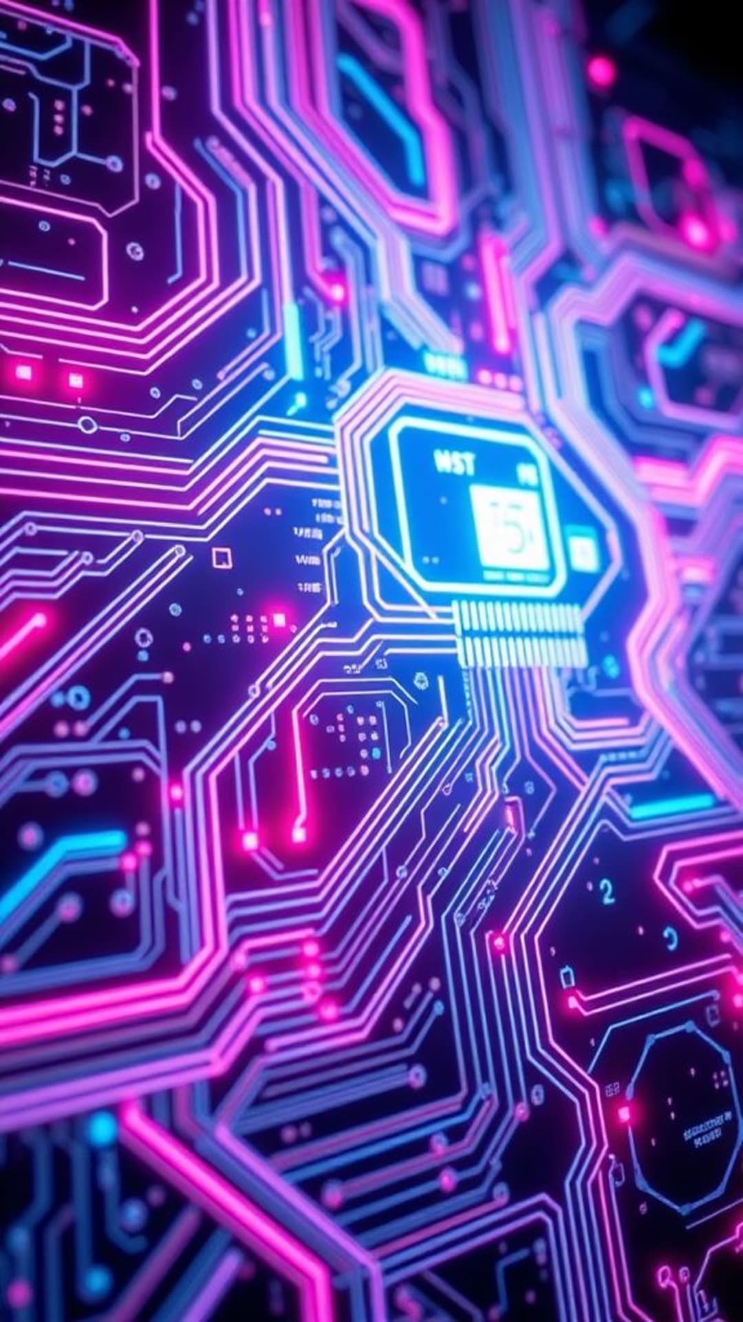 schede circuiti tecnologici futuristici interfaccia digitale neon