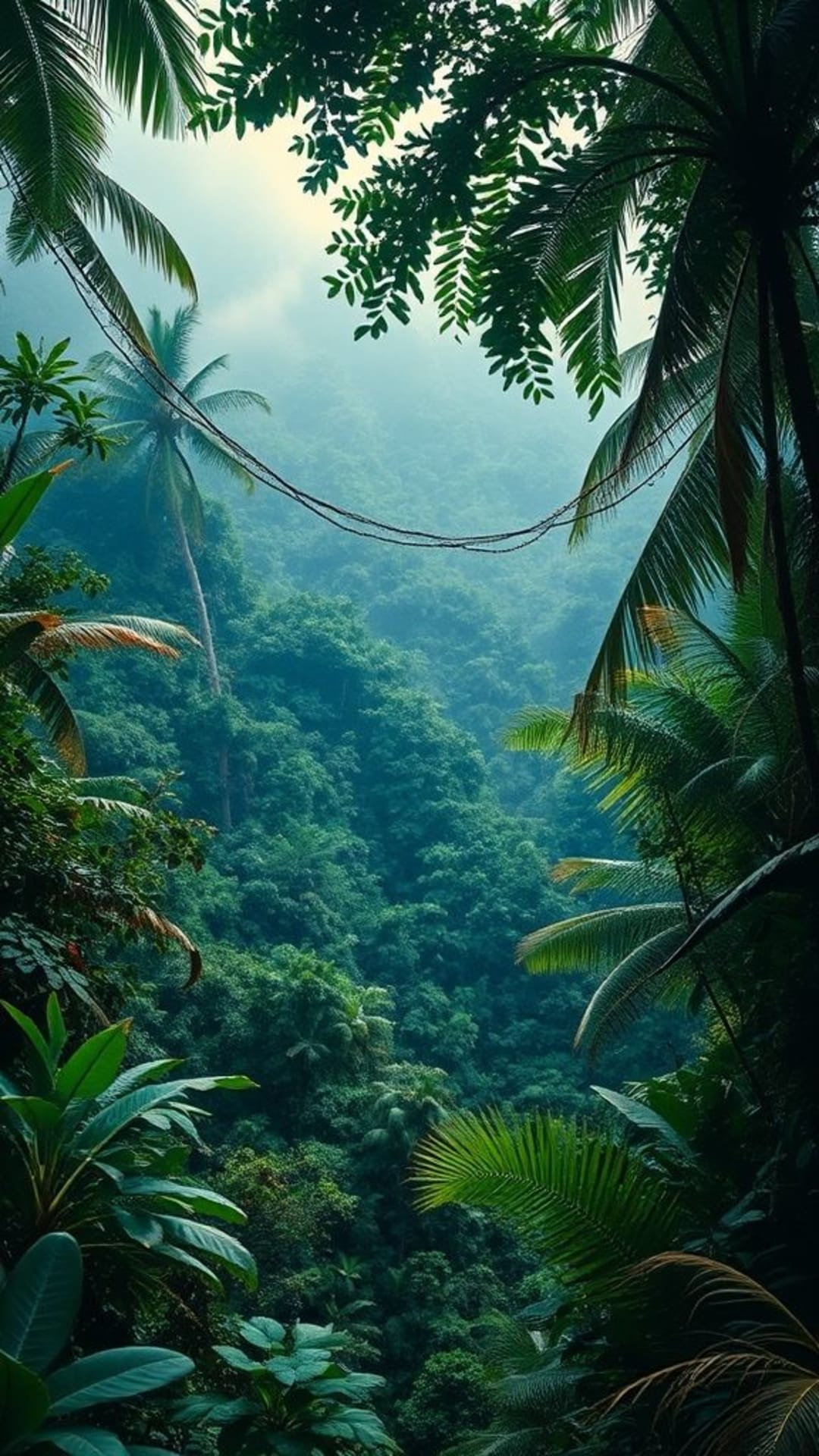 Paesaggio esotico di giungla tropicale