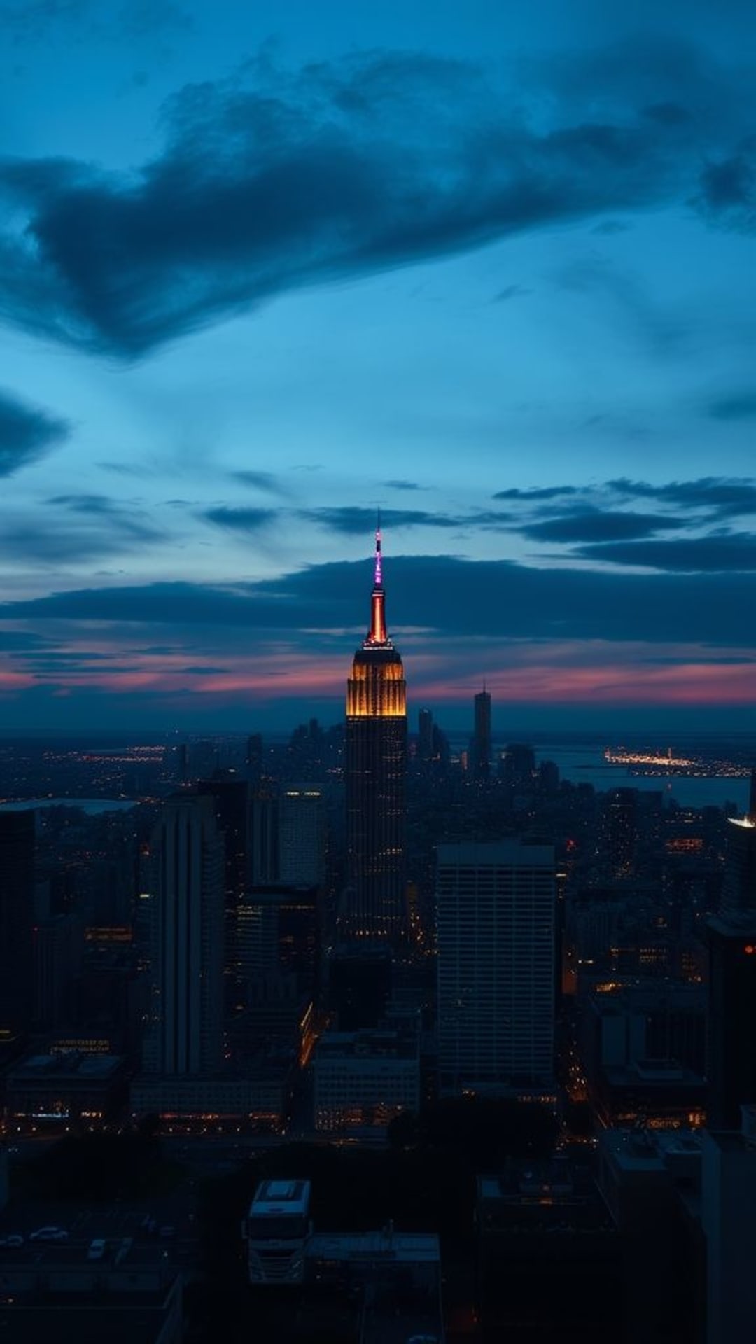 Modifica bellissimi skyline cittadini al tramonto