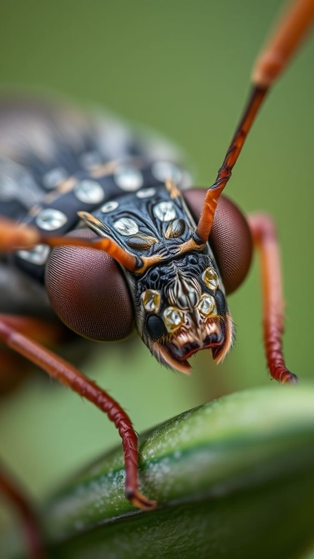 Inquadrature ravvicinate dettagliate della macrofotografia di insetti