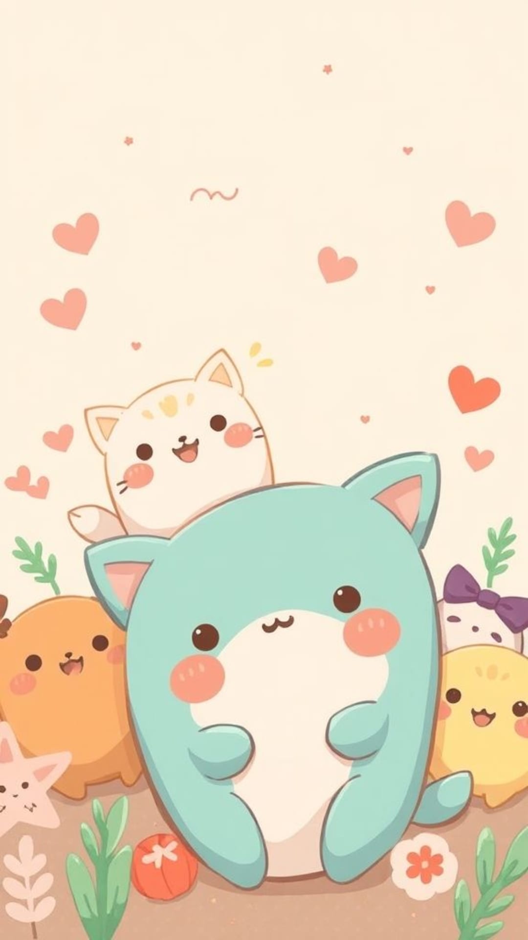 personaggi carini carini colori pastello illustrazione fantasiosa animali adorabili giocosi divertenti allegri