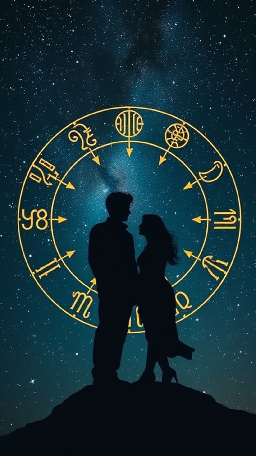 Segni zodiacali dell'astrologia celestiale simboli astrologici cielo notturno mistico cosmico innamorati