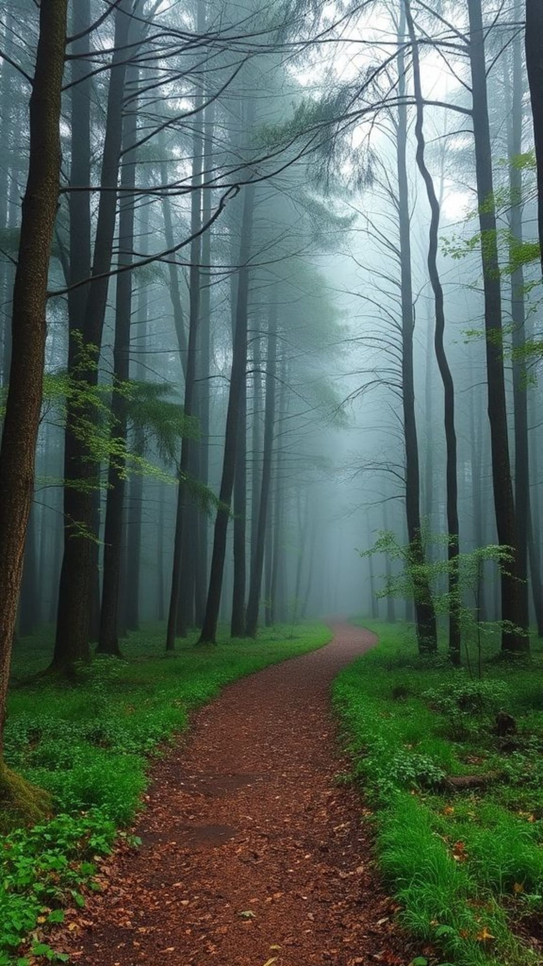 Sentiero ombroso nel bosco tranquillo, foresta silenziosa, percorso sereno, natura pacifica, calma, tranquillo