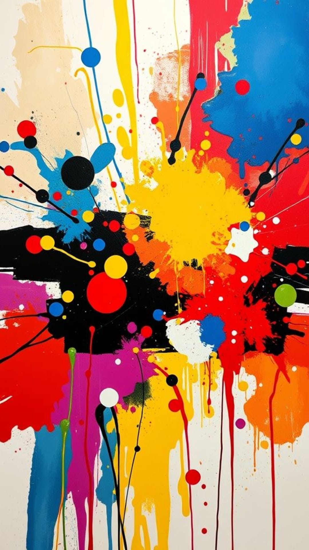 Spray di colore astratto, colori audaci e vivaci, energia caotica, arte moderna espressiva