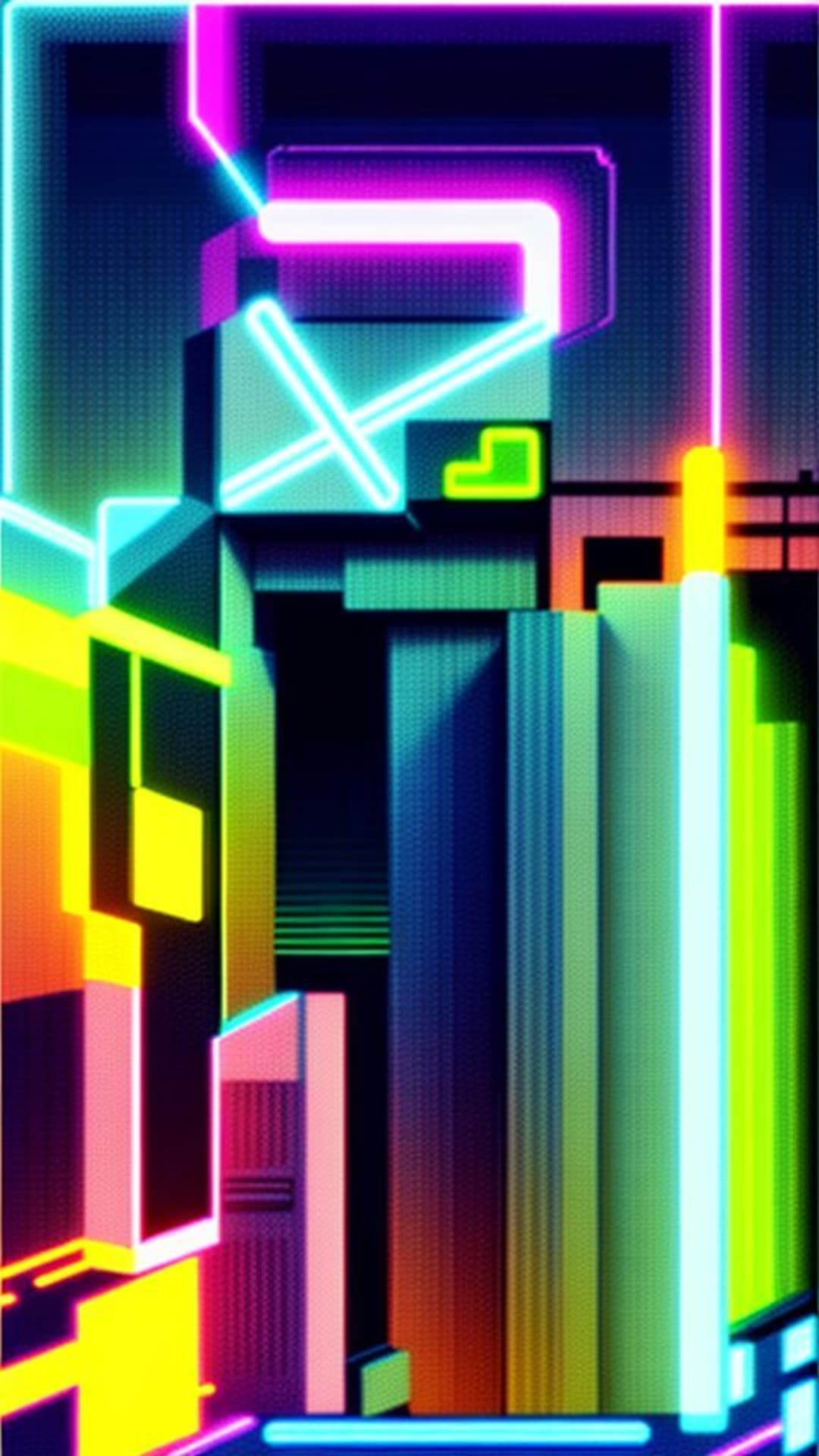 retro anni 80 griglia neon vaporwave estetica nostalgica colori pastello brillante arte digitale