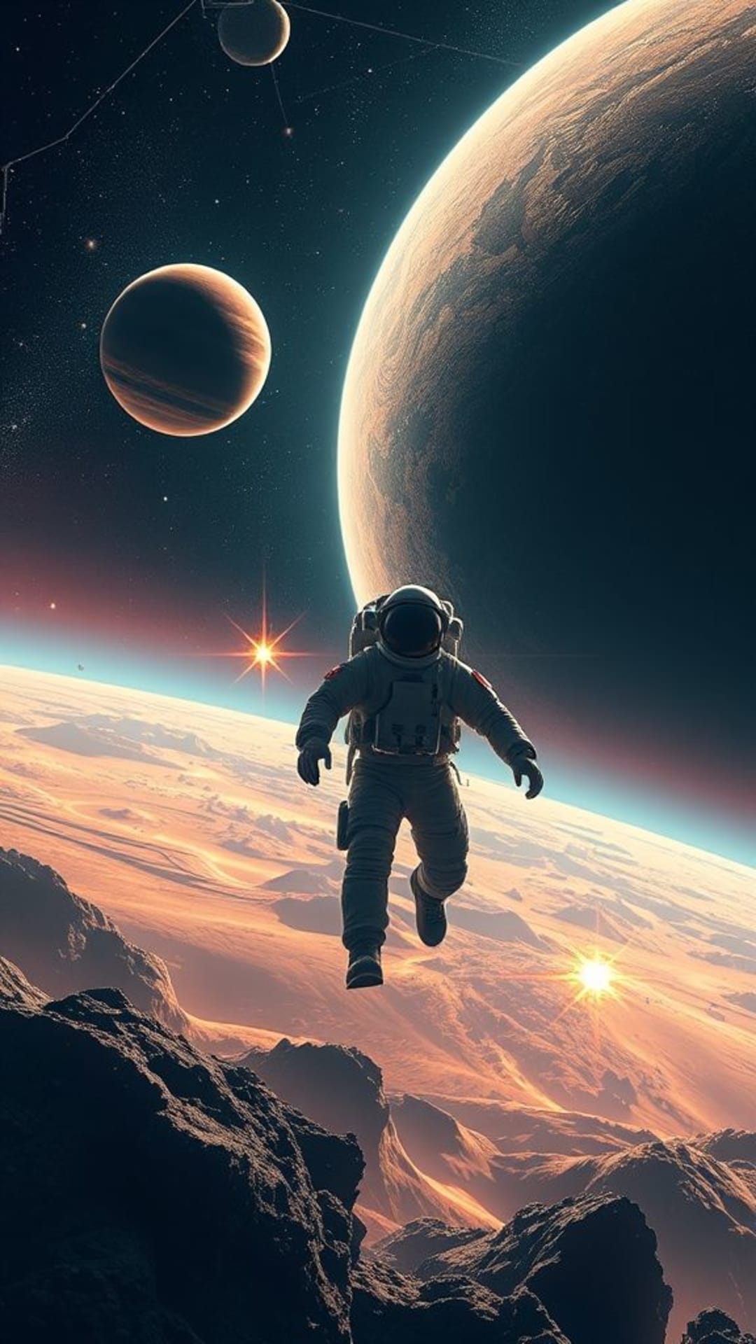 esplorazione spaziale pianeti astronauti galassie futuristico fantascienza cosmico