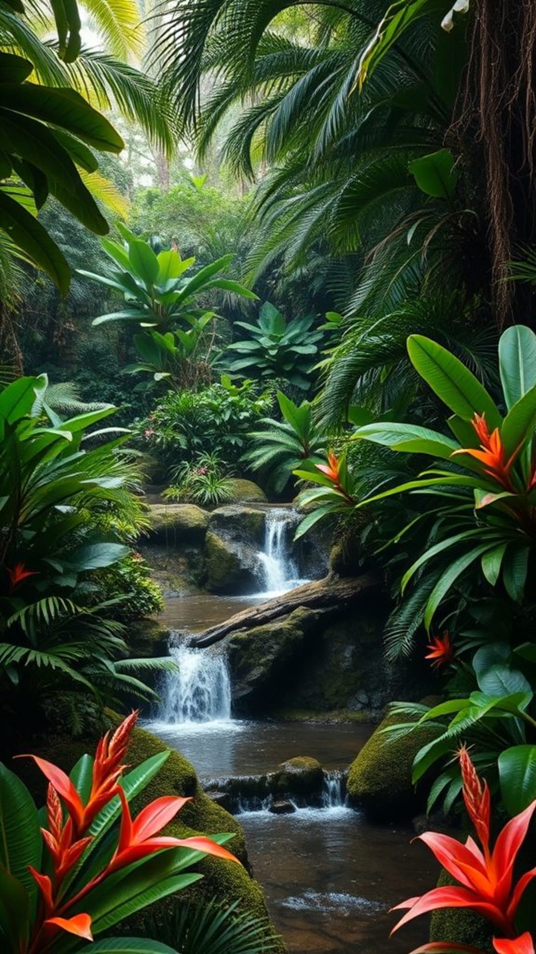 giardini tropicali giungla rigogliosa cascate piante esotiche vita vibrante