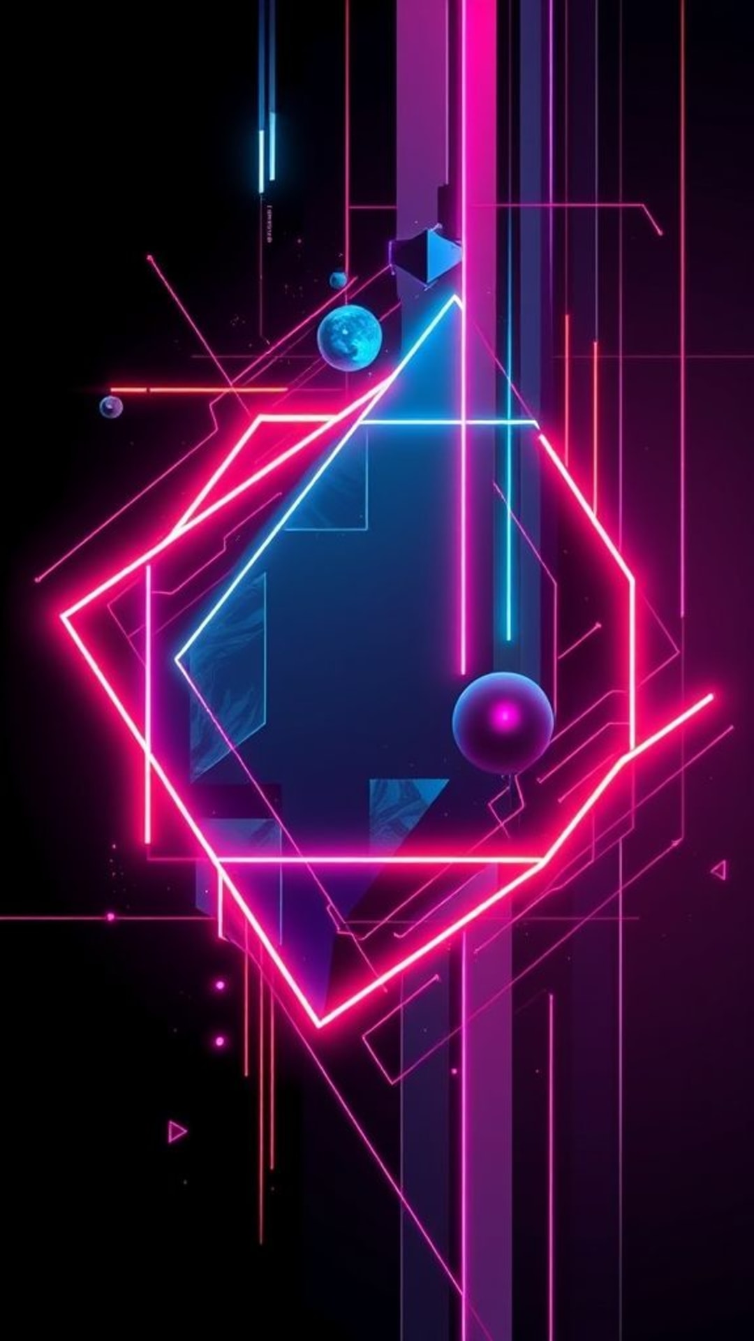 art digitale con forme geometriche neon astratte estetica moderna